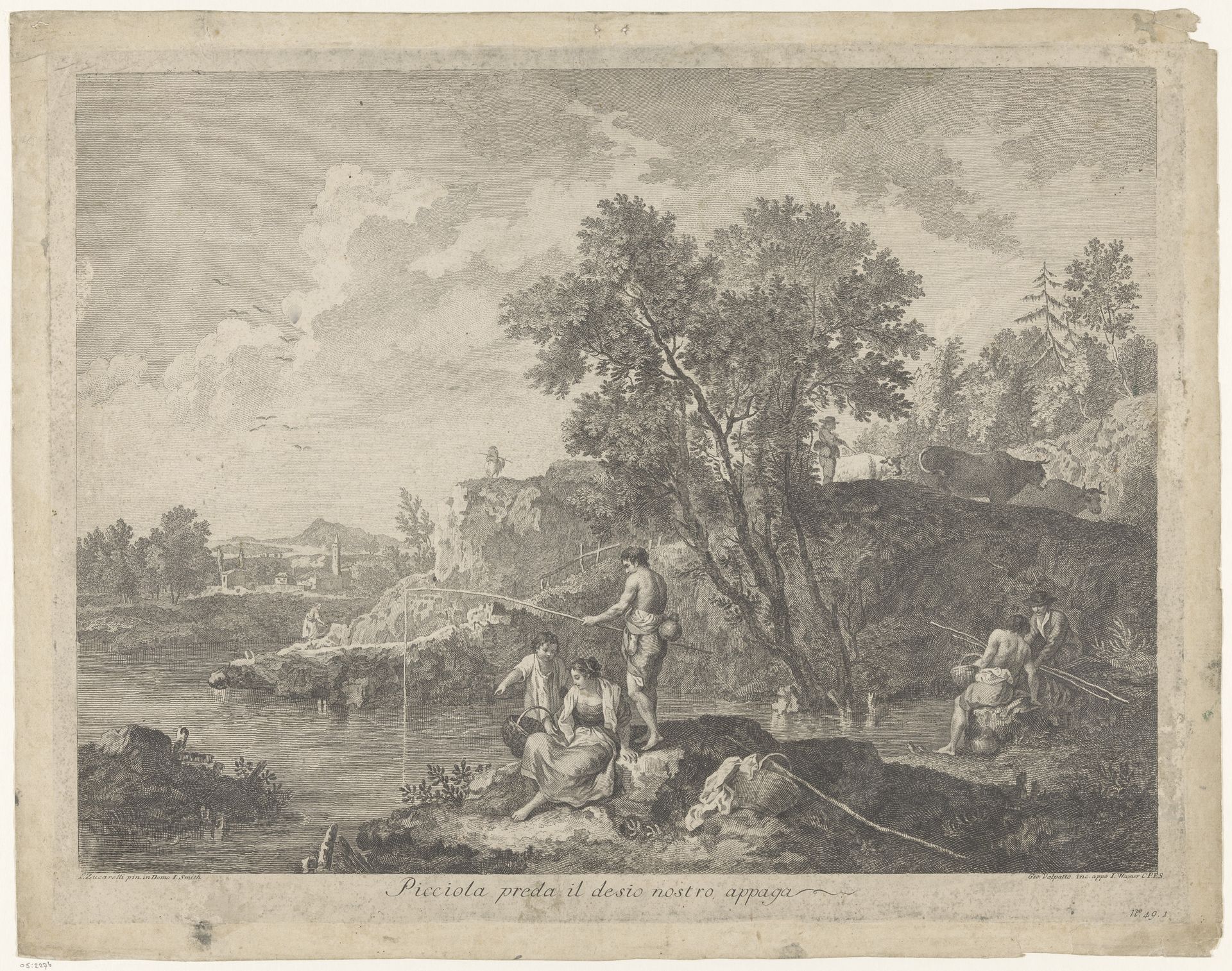 Landschap met hengelaar. Naar F. Zuccarelli by Giovanni Volpato
