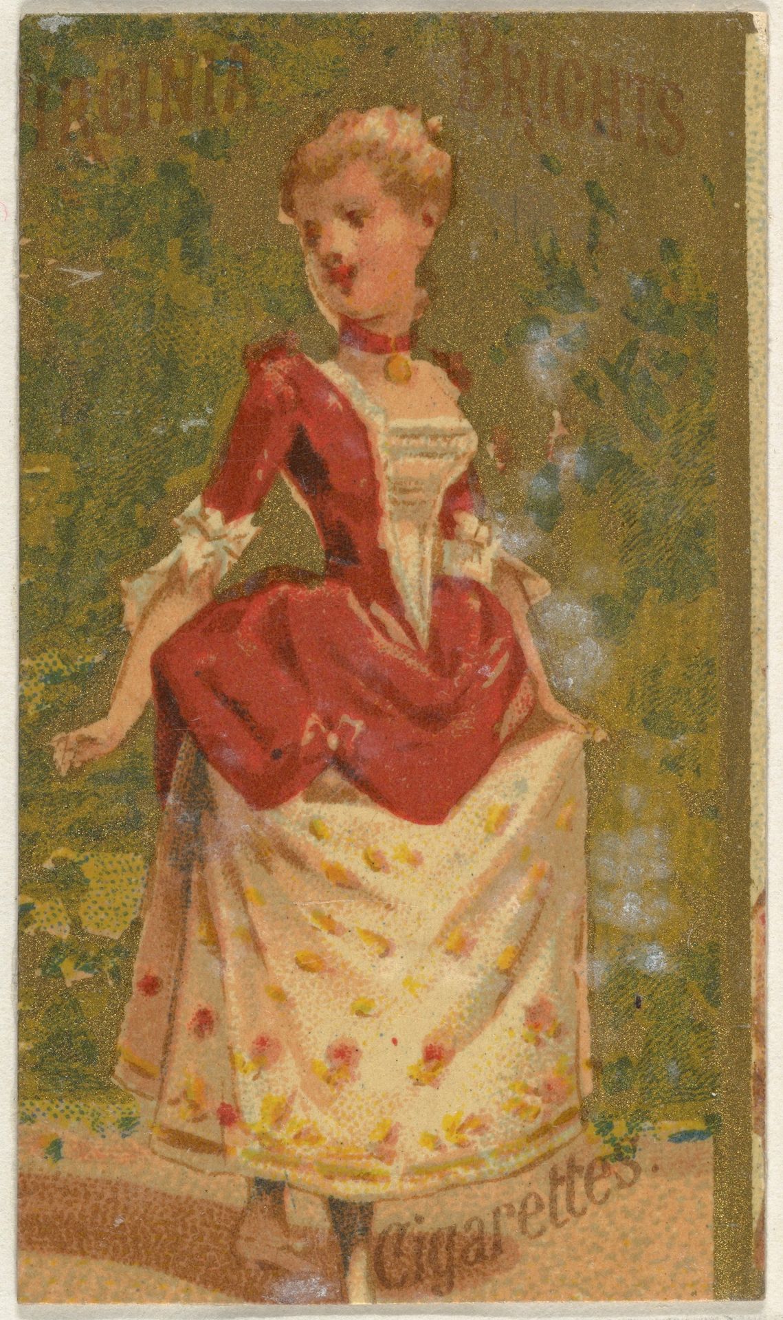 From the Girls and Children series (N64) promoting Virginia Brights Cigarettes for Allen & Ginter brand tobacco products by Allen & Ginter