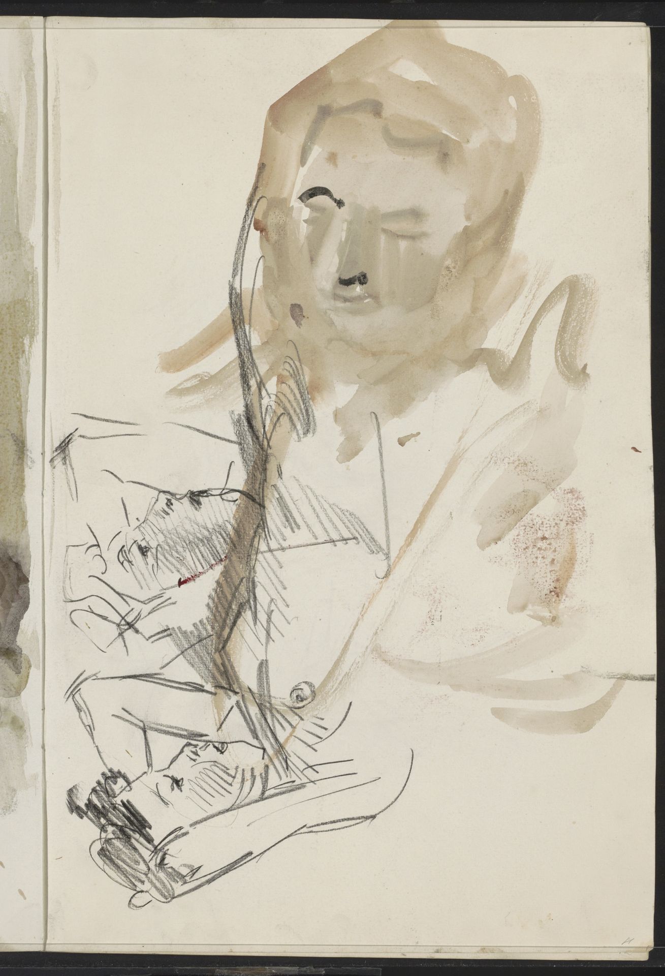 Twee liggende vrouwen en een vrouwenhoofd by Isaac Israels