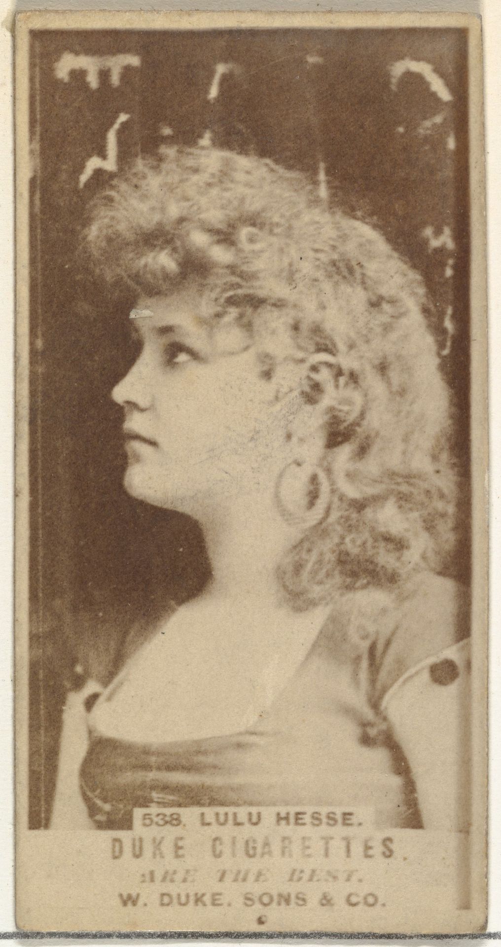 Card Number 538, Lulu Hesse, from the Actors and Actresses series (N145-7) issued by Duke Sons & Co. to promote Duke Cigarettes by W. Duke, Sons & Co.