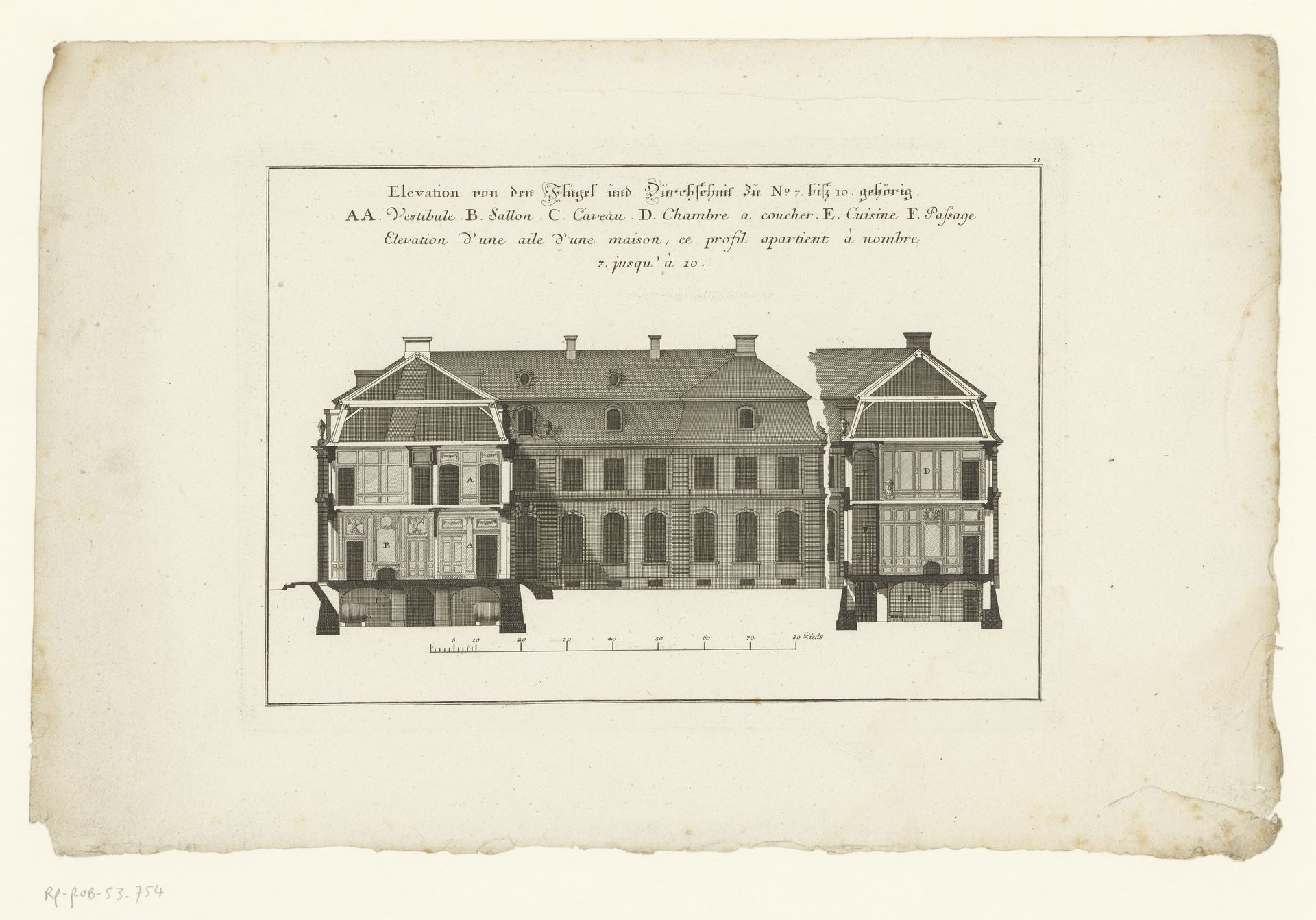Doorsnede van een herenhuis by Johann Georg Ringlin