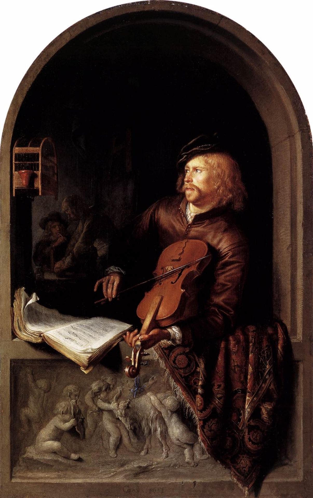 Violin player by Gerrit Dou