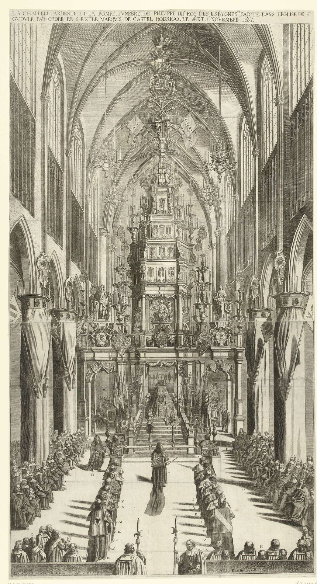 Lijkdienst voor Filips IV te Brussel, 1665 by Jan van Troyen