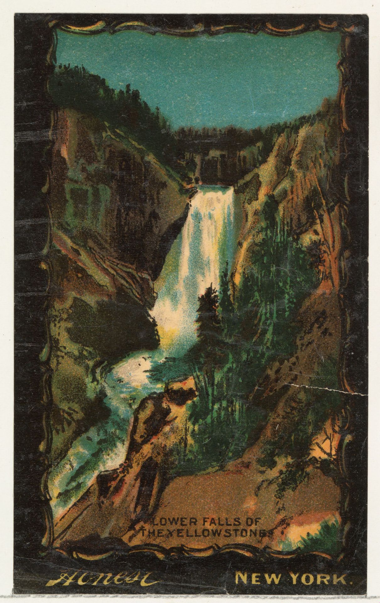 Lower Falls of the Yellowstones, from the Transparencies series (N137) issued by W. Duke, Sons & Co. to promote Honest Long Cut Tobacco by W. Duke, Sons & Co.