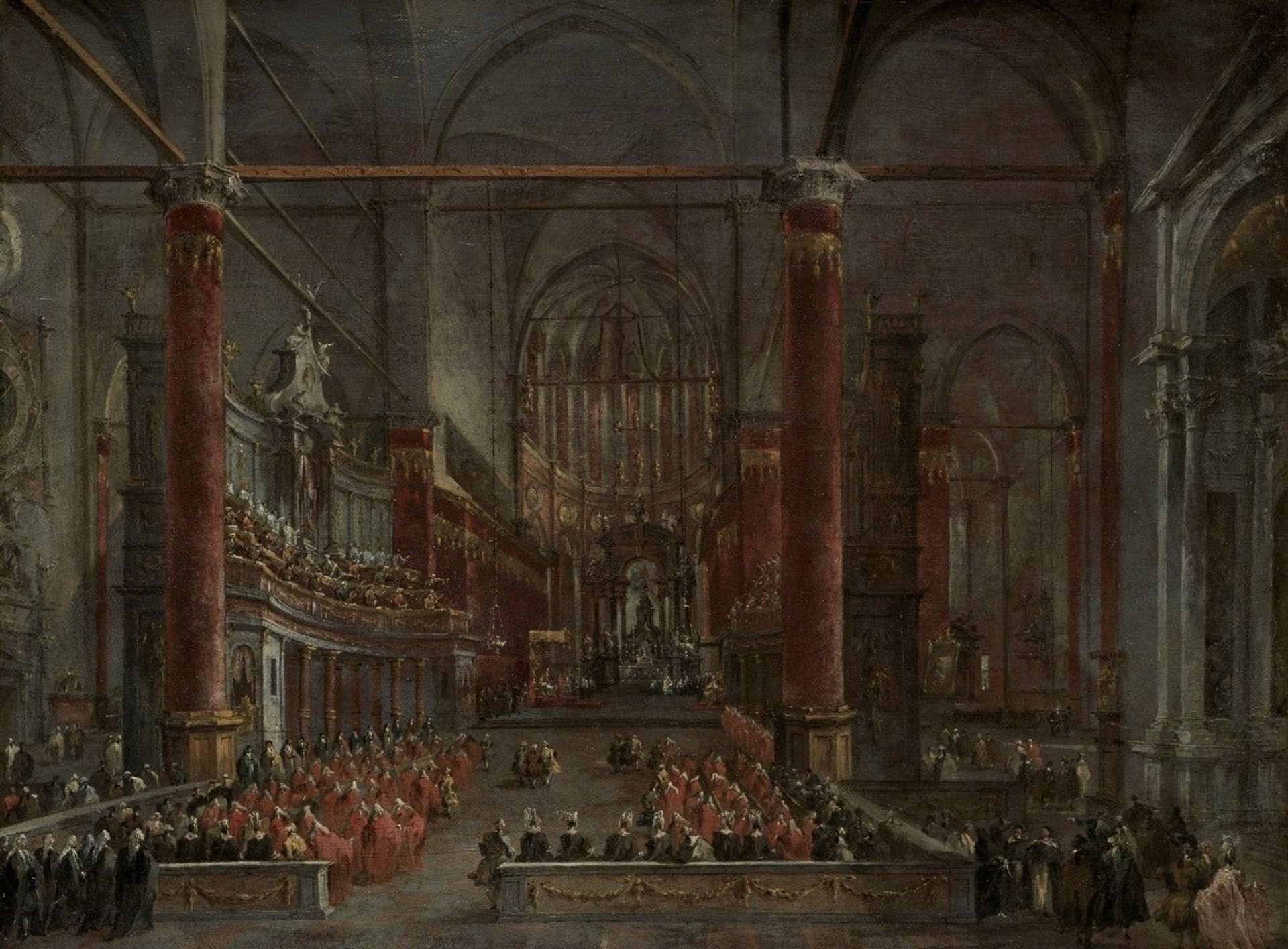 Pontifical Ceremony in SS. Giovanni e Paolo, Venice, 1782 by Francesco Guardi