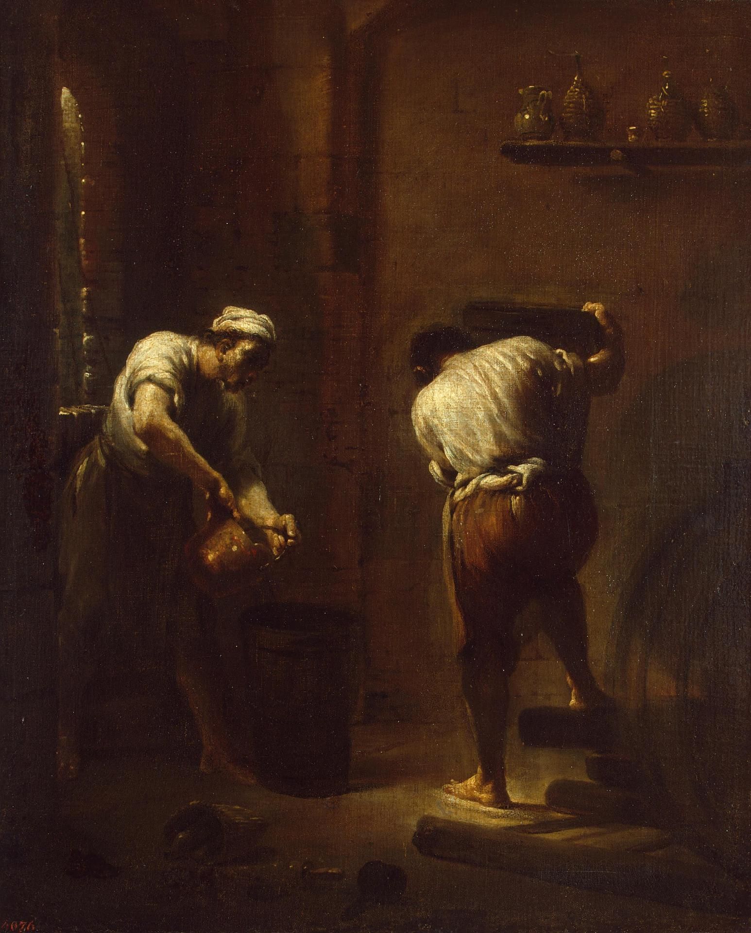 Scene in a Cellar by Giuseppe Maria Crespi