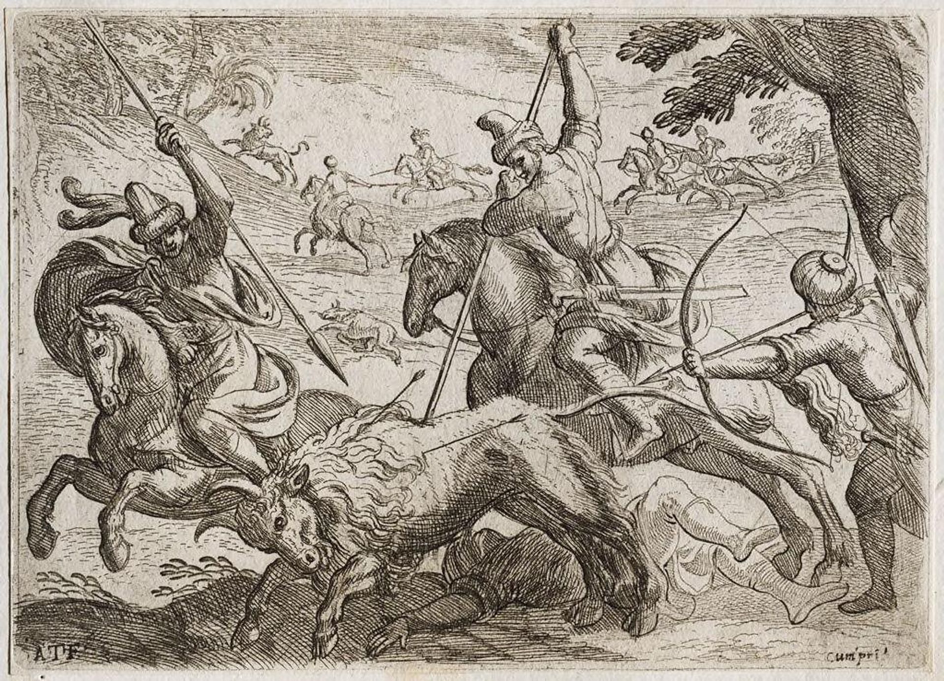 A Wild Bull Hunt by Antonio Tempesta