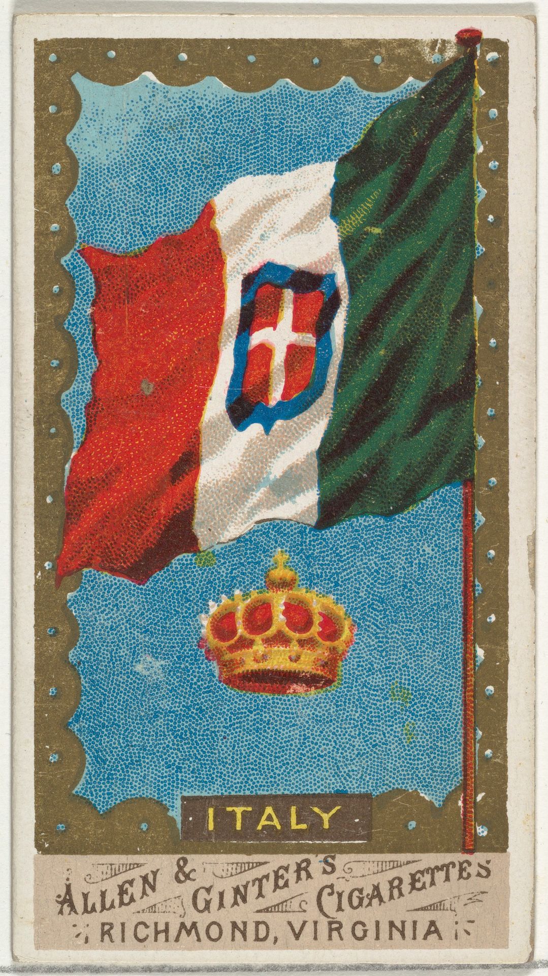 Italy, from Flags of All Nations, Series 1 (N9) for Allen & Ginter Cigarettes Brands by Allen & Ginter