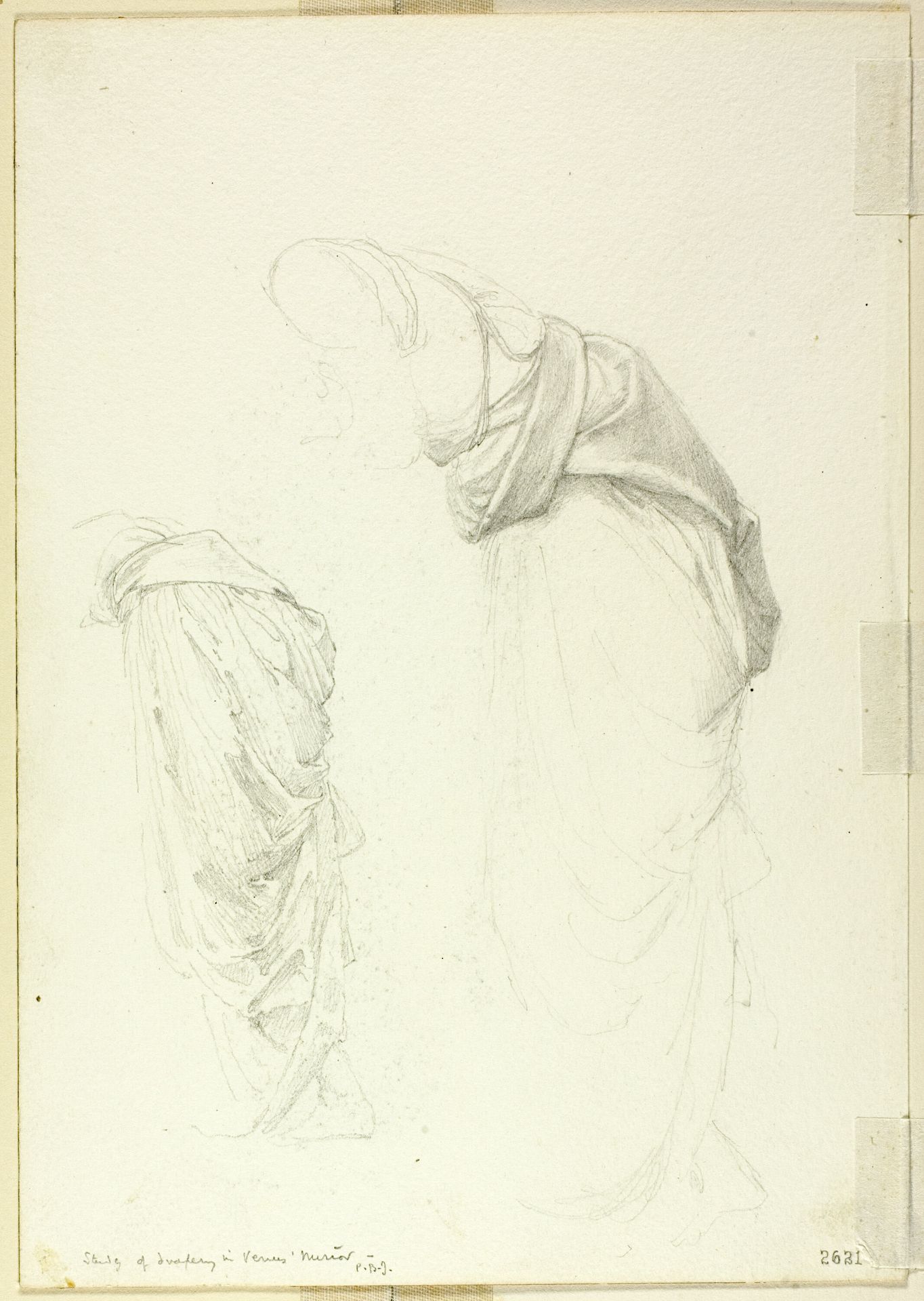 Drapery, two studies for The Mirror of Venus by Edward Burne-Jones