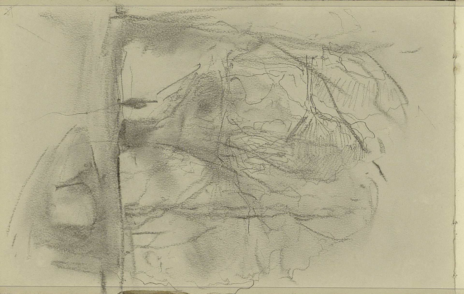 Bomen langs een weg bij een waterkant by Johannes Bosboom