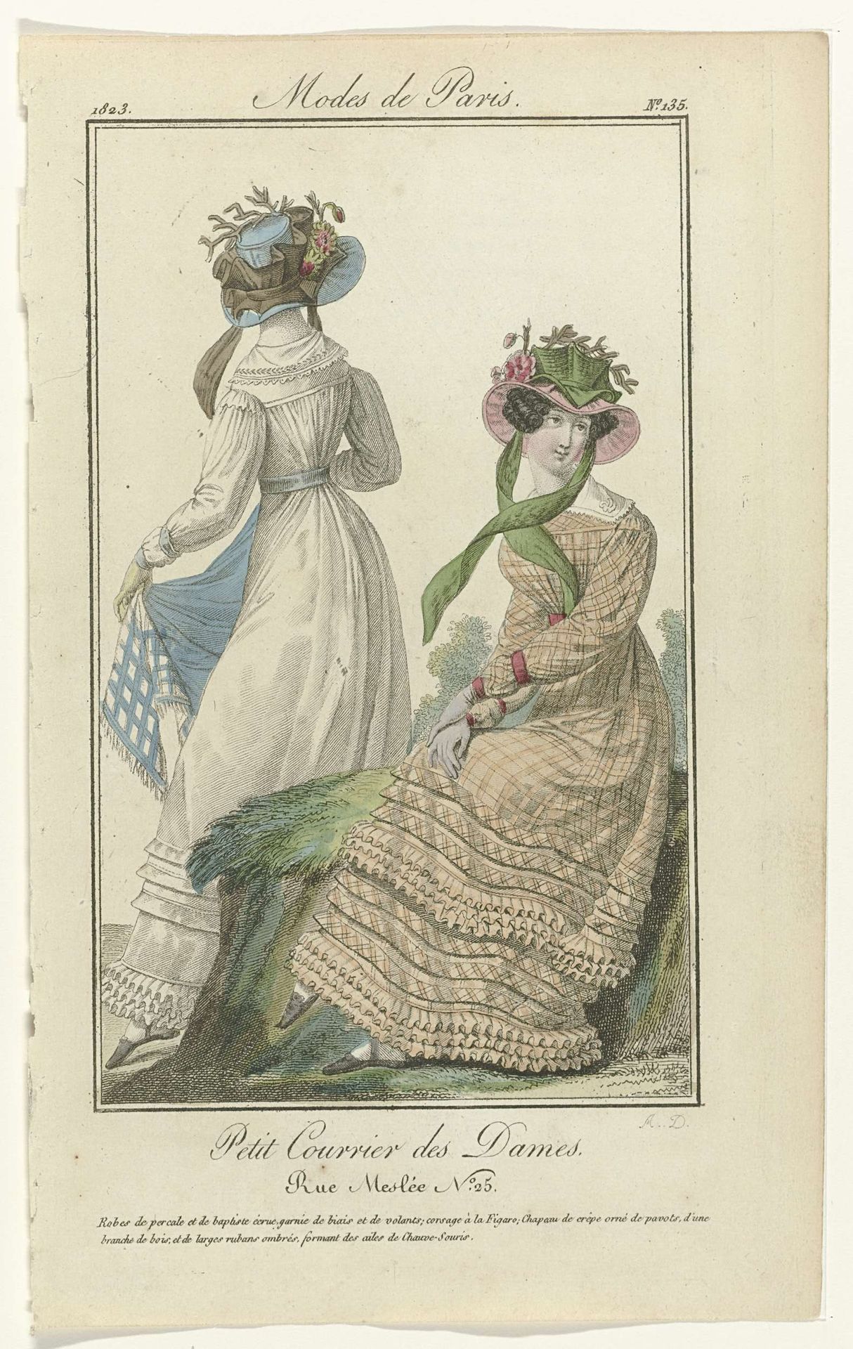 Petit Courrier des Dames, 1823, No. 135 : Robes de percal (...) by August Delvaux