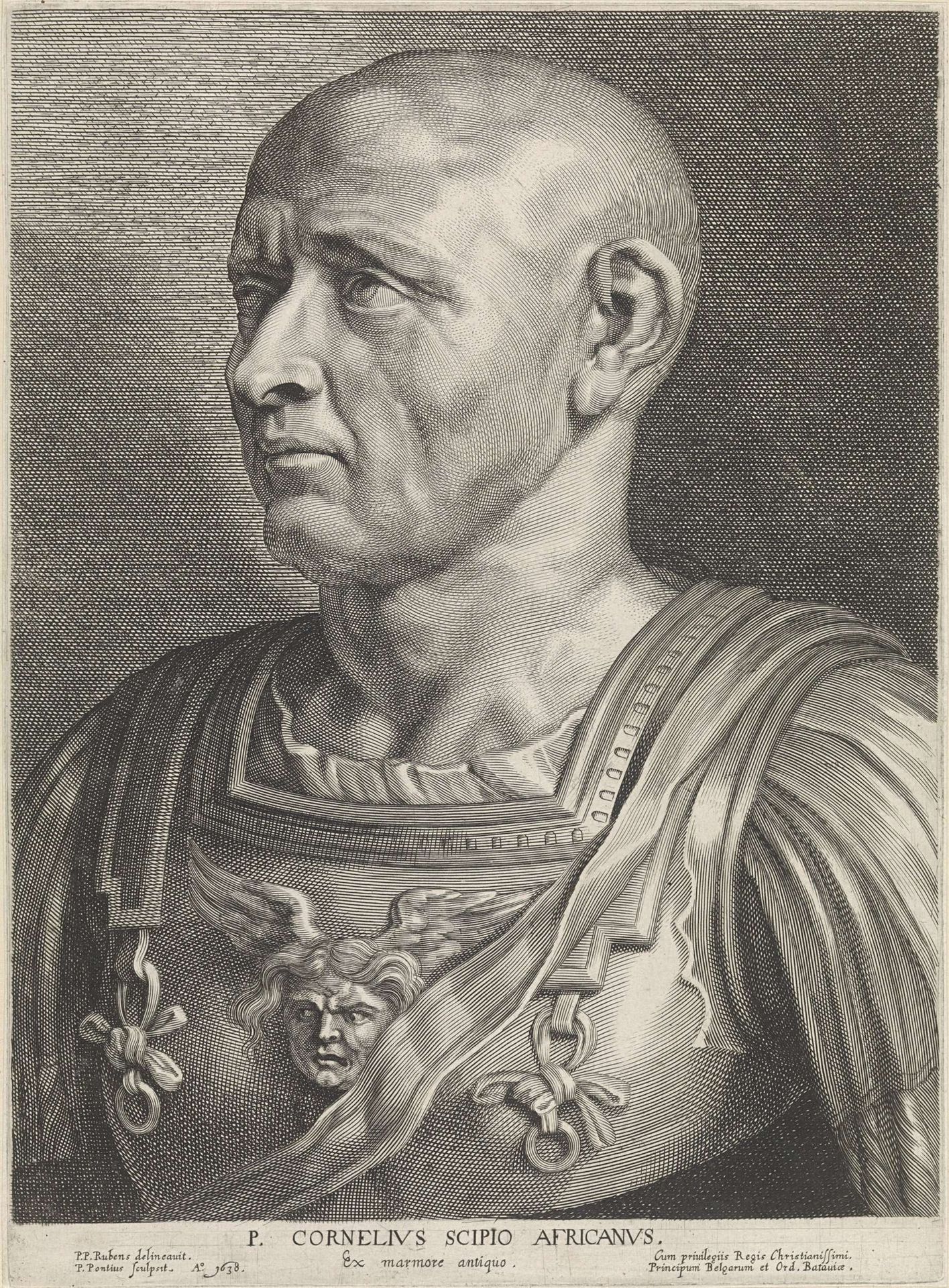 Antieke buste van Scipio Africanus by Paulus Pontius