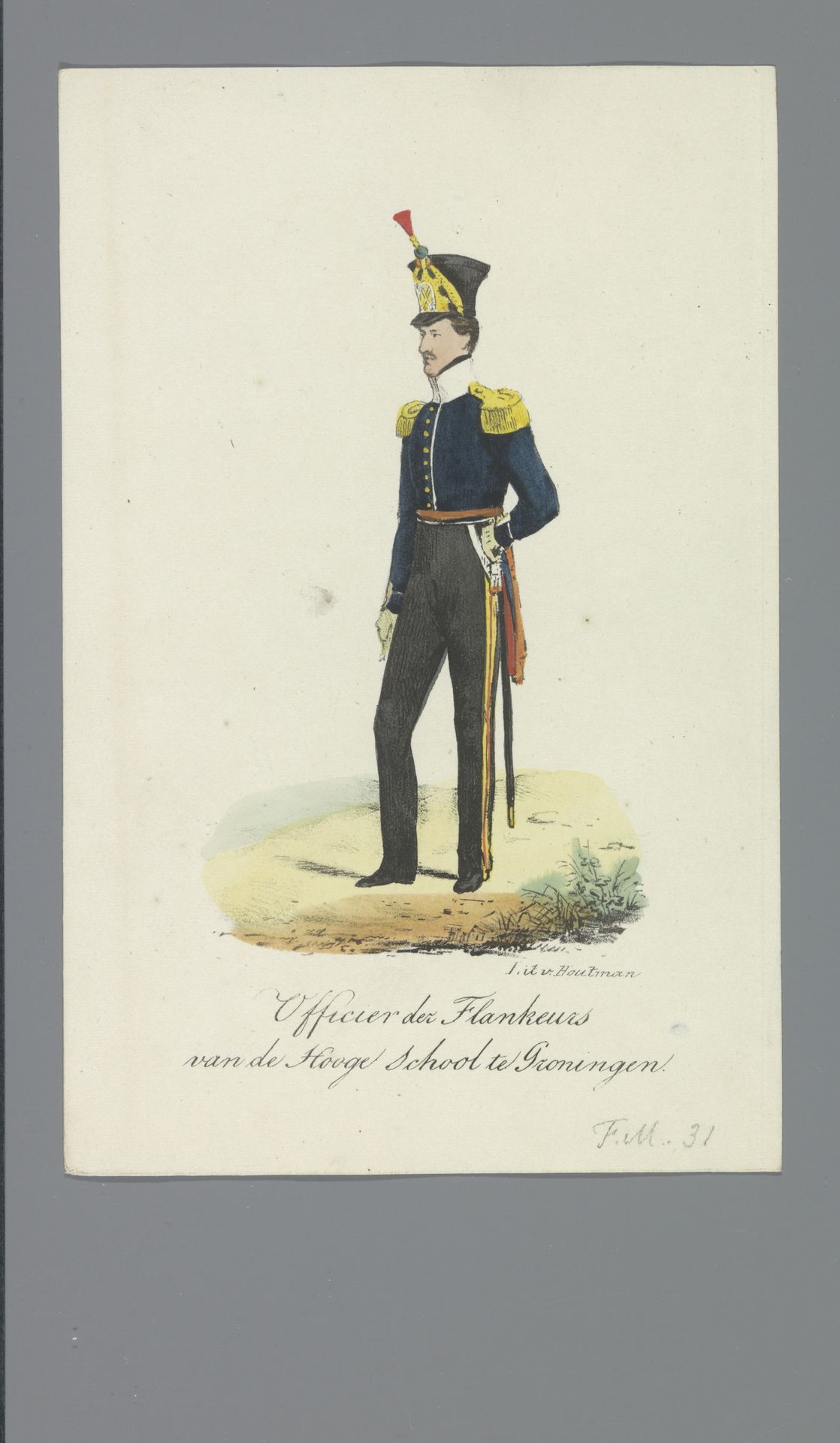 Officier der Flankeurs van de Hooge school te Groningen by Albertus Verhoesen