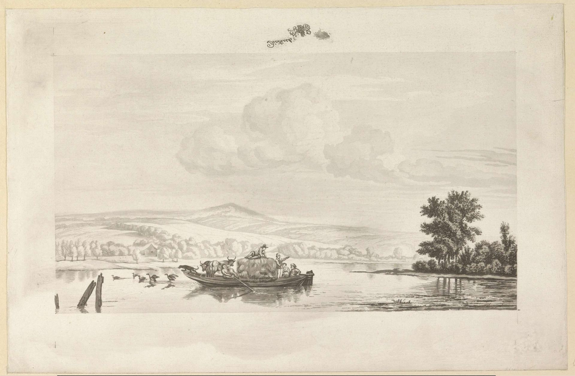 Riviergezicht met hooischuit by C. (prentmaker) Dietrich