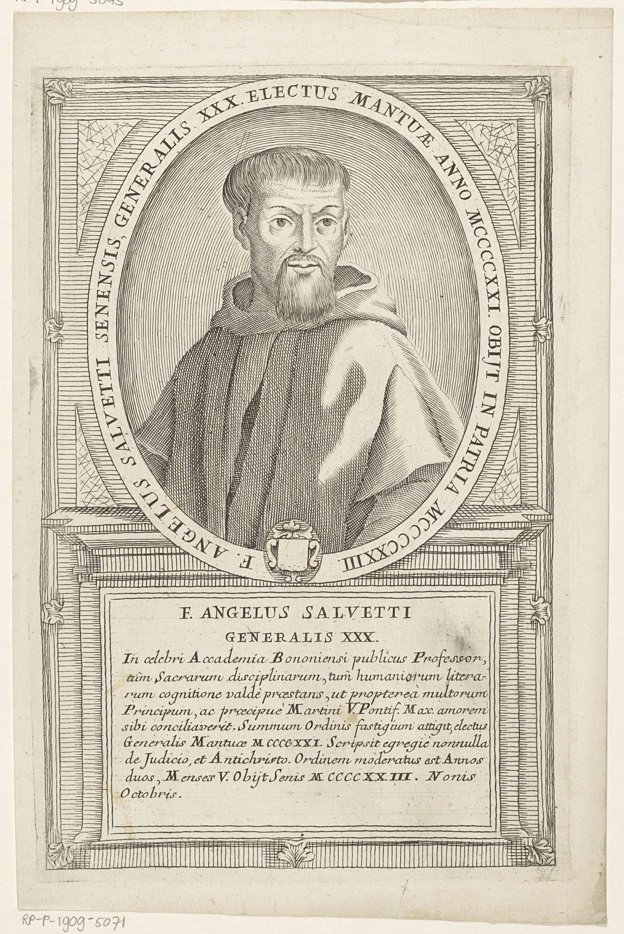 Portret van Angelo Salvetti, 30ste Minister Generaal van de franciscaner orde by Antonio Luciani