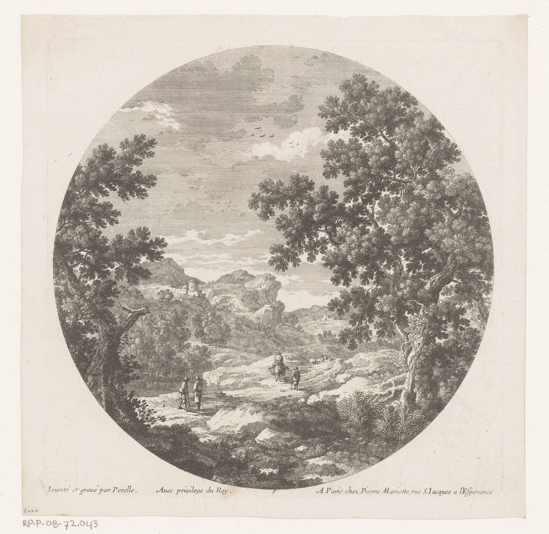 Landschap met wandelaars en lastdier by Nicolas Perelle