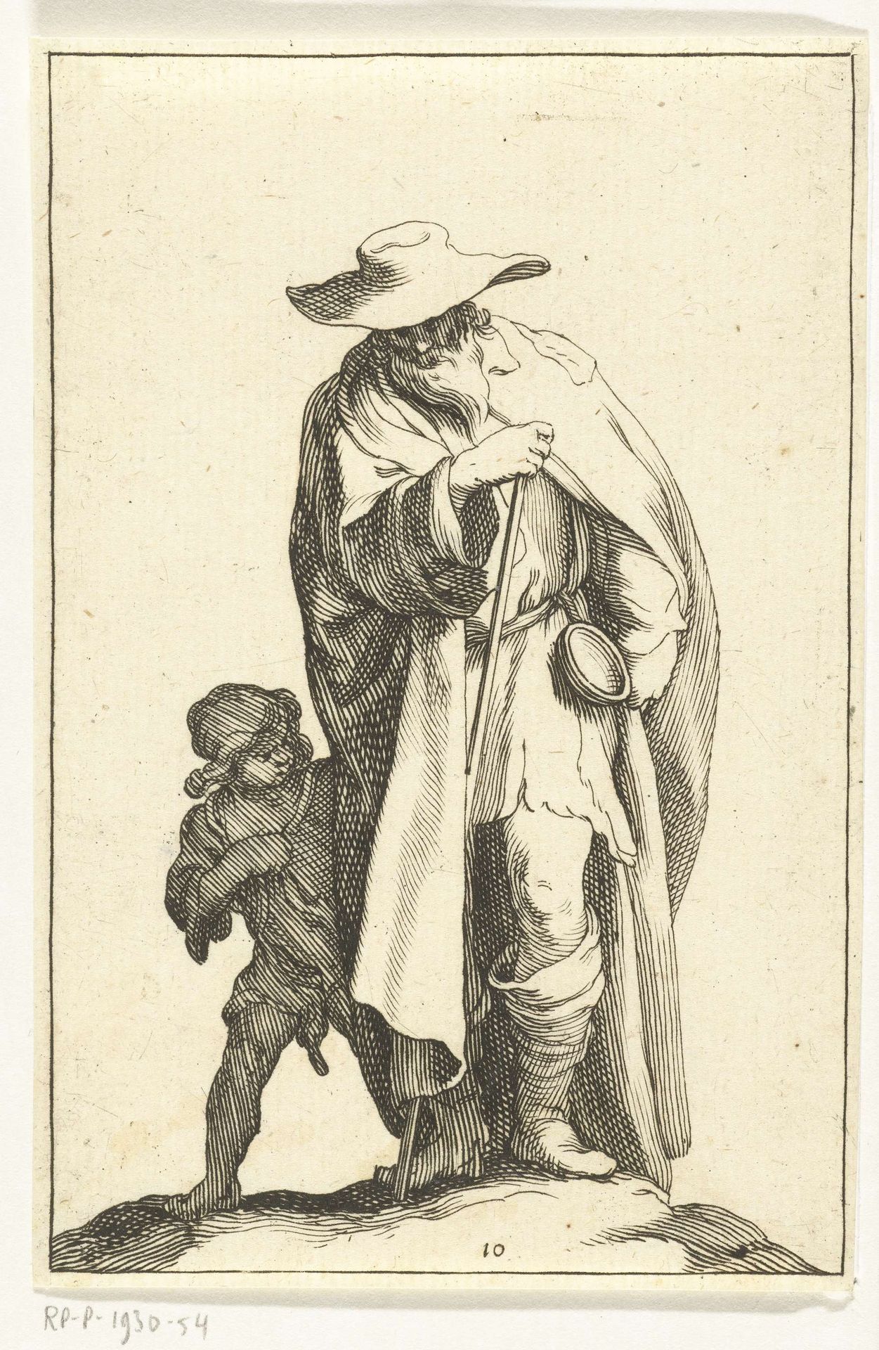 Oud bedelaar en een jongen by Frederick Bloemaert