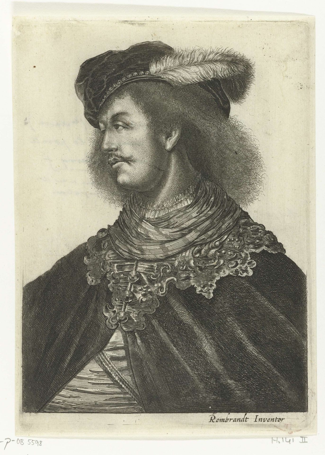 Portret van een jonge man met een baret met veer op zijn hoofd by Salomon Savery
