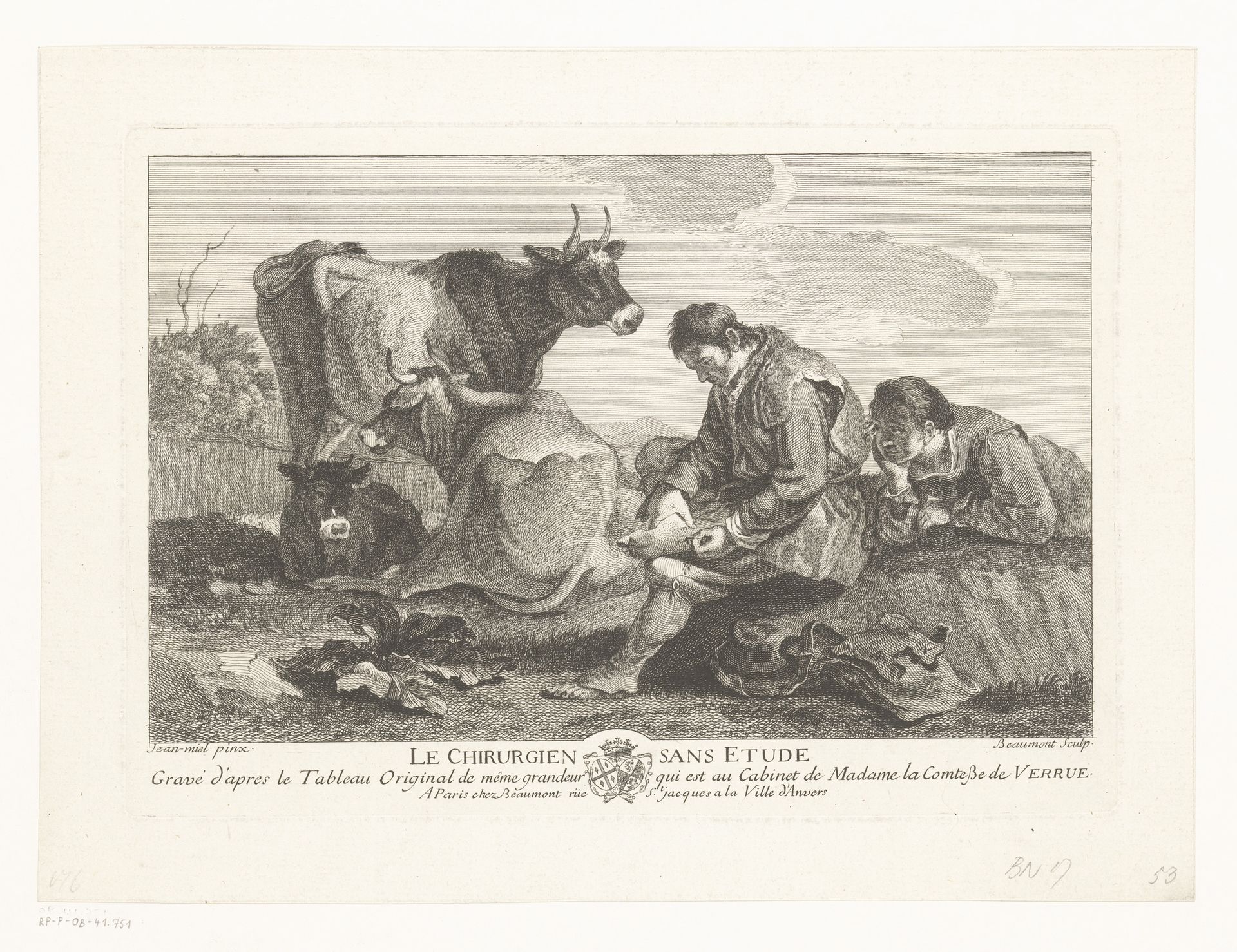 Herders met koeien by Pierre François Beaumont