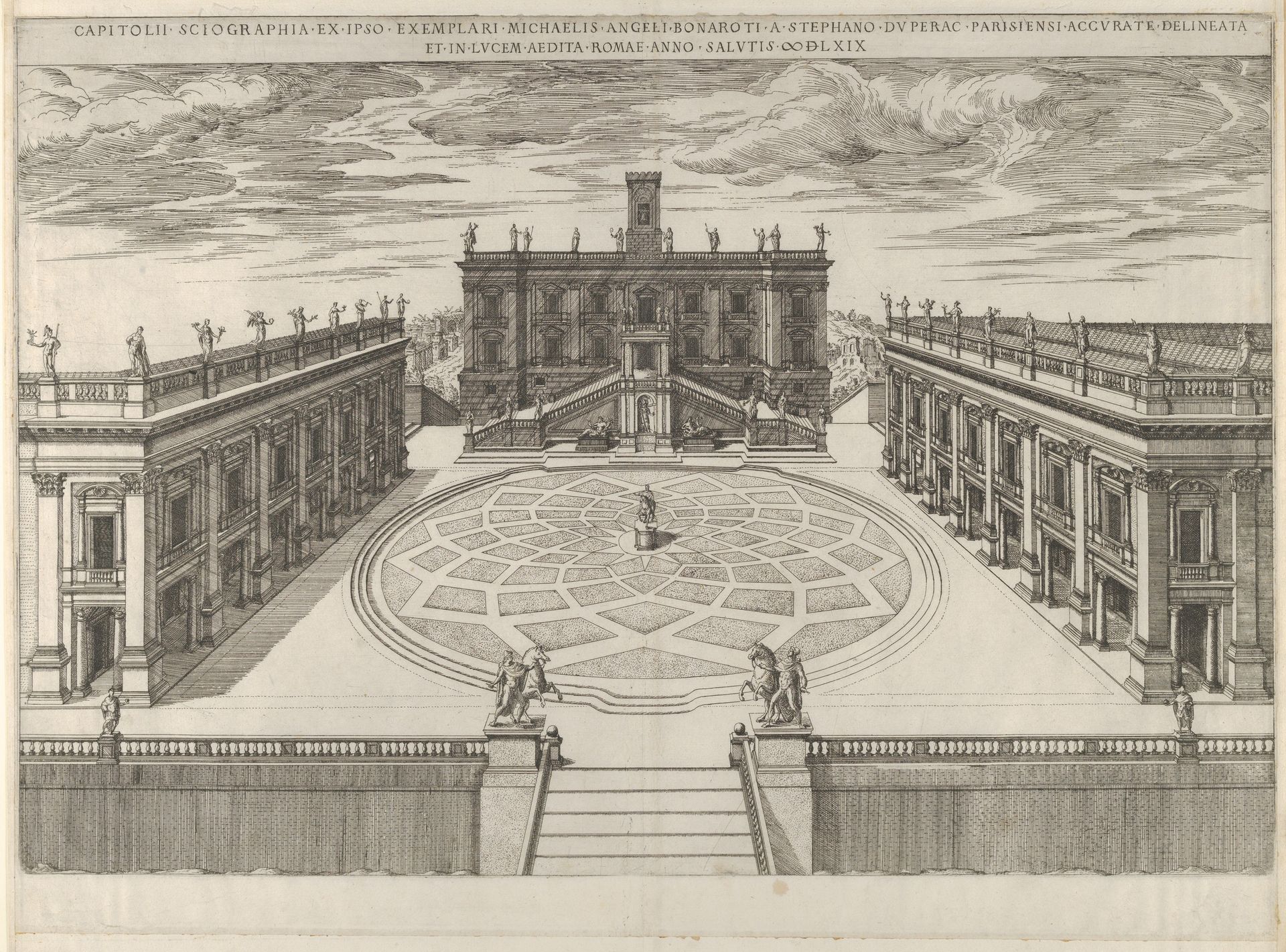 View of the Campidoglio as re-designed by Michelangelo from the 'Speculum Romanae Magnificentiae' by Étienne Dupérac