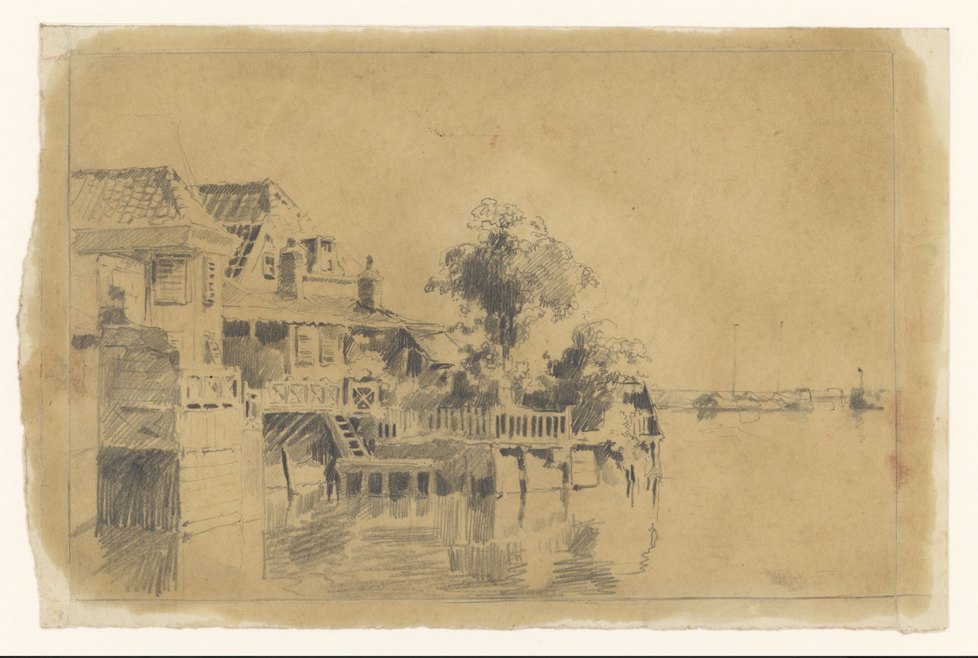 Huis aan het water by Cornelis Vreedenburgh