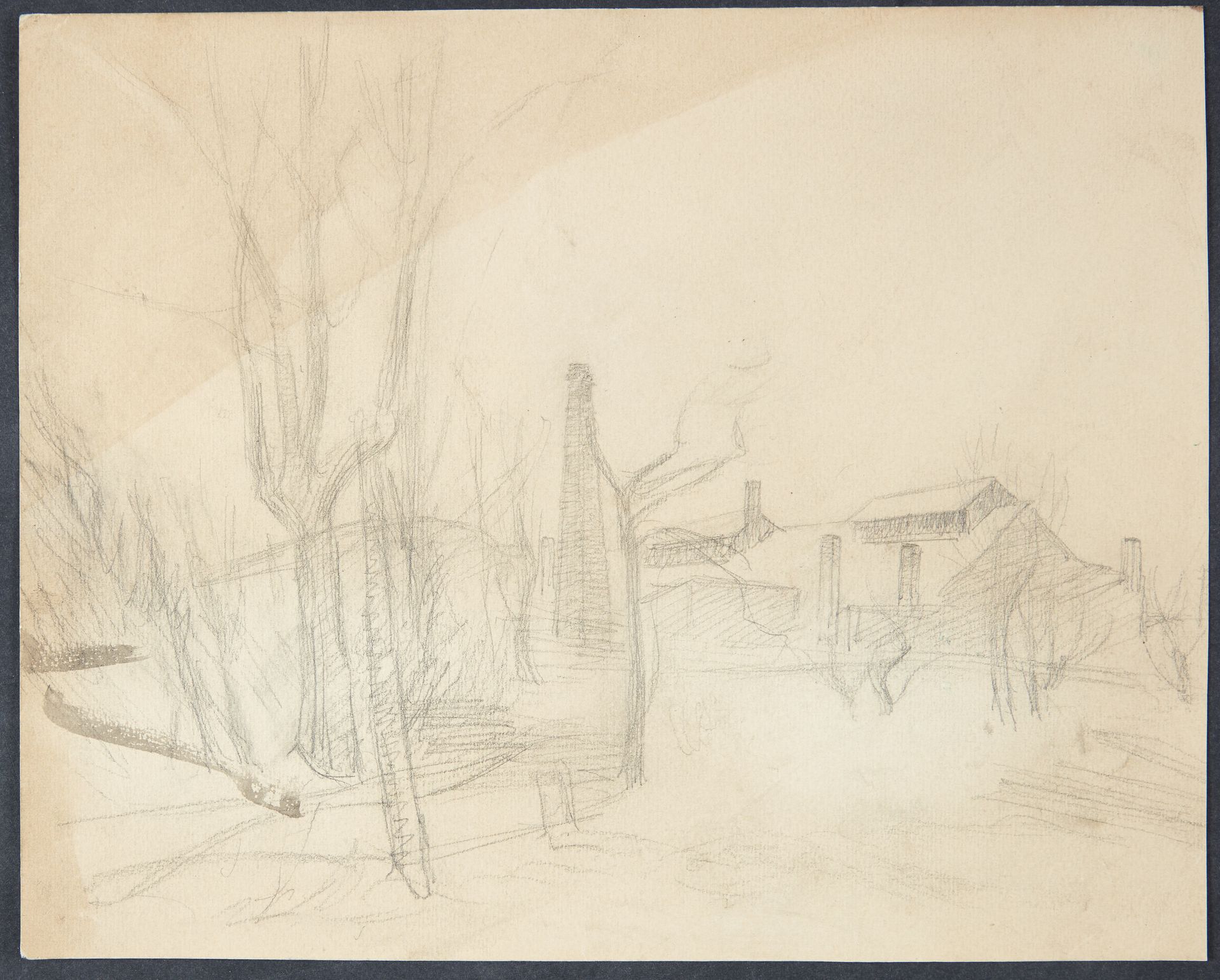 Træer og vej ved skov by Albert Gottschalk