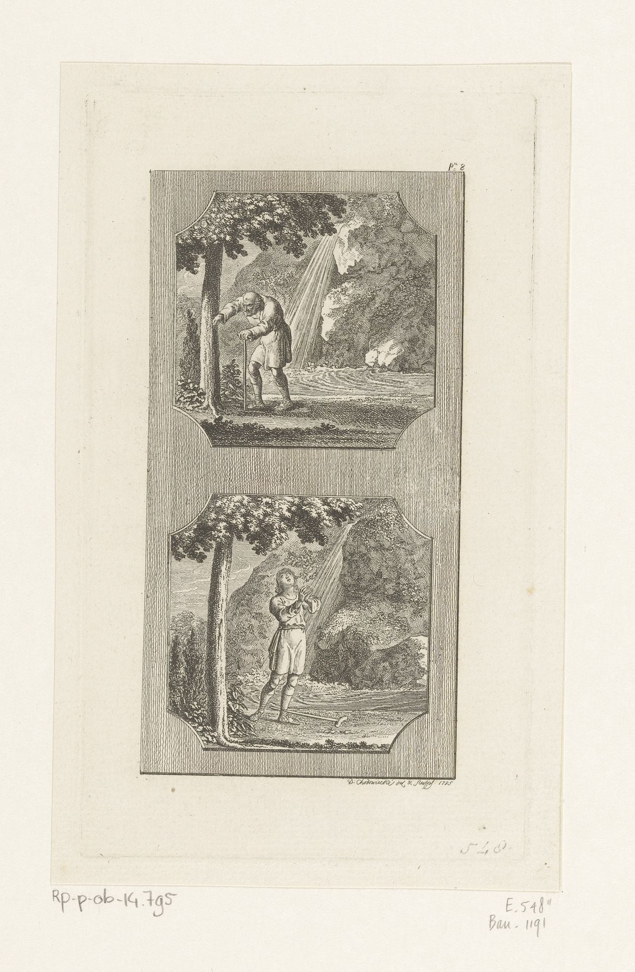 Oude man verandert in een jonge man bij de fontein der jeugd by Daniel Nikolaus Chodowiecki