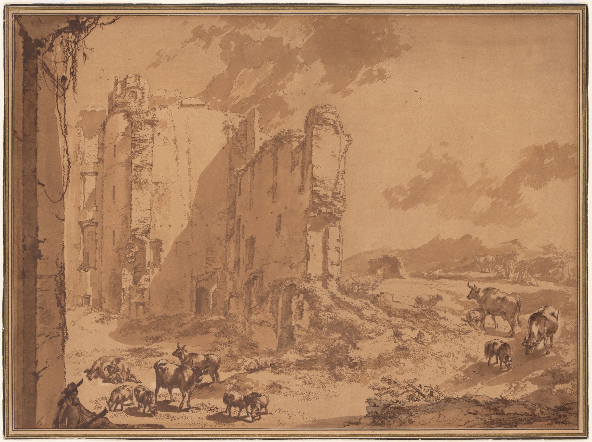 Italianate Landscape with the Ruins of Brederode Castle by Nicolaes Berchem