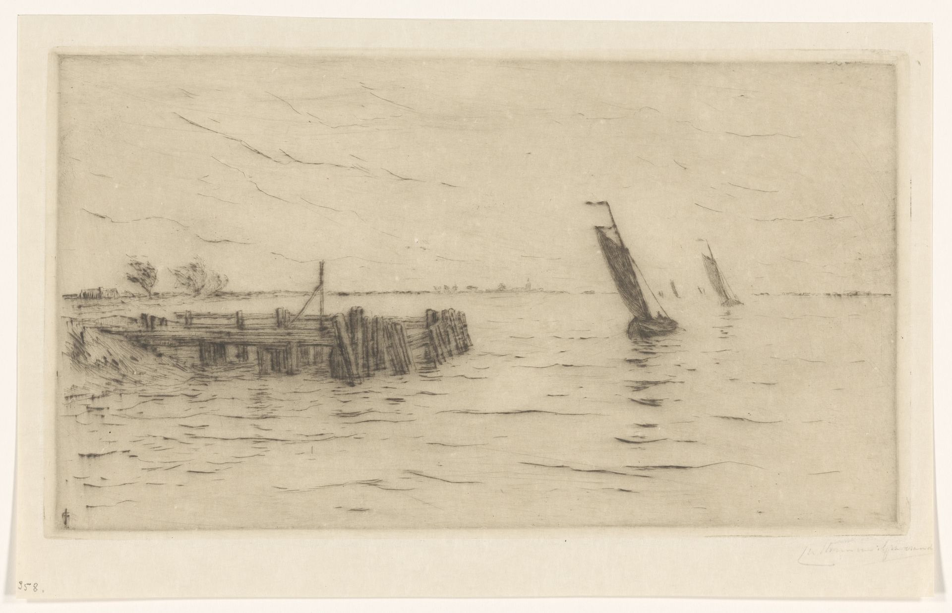 Gezicht op de Schelde bij Kortgene by Carel Nicolaas Storm van 's-Gravesande