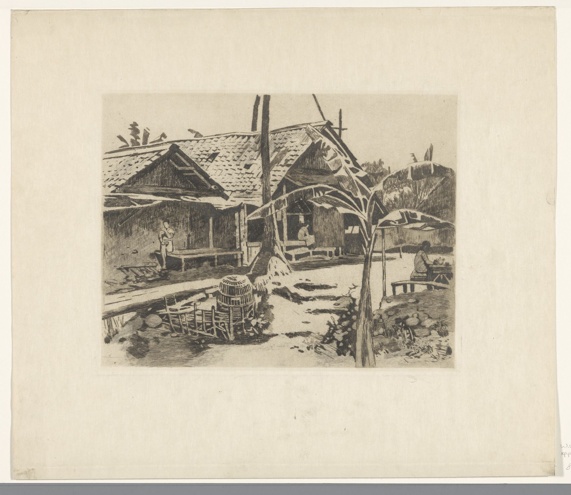 Pisangboom in een kampong in Buitenzorg by Willem Witsen