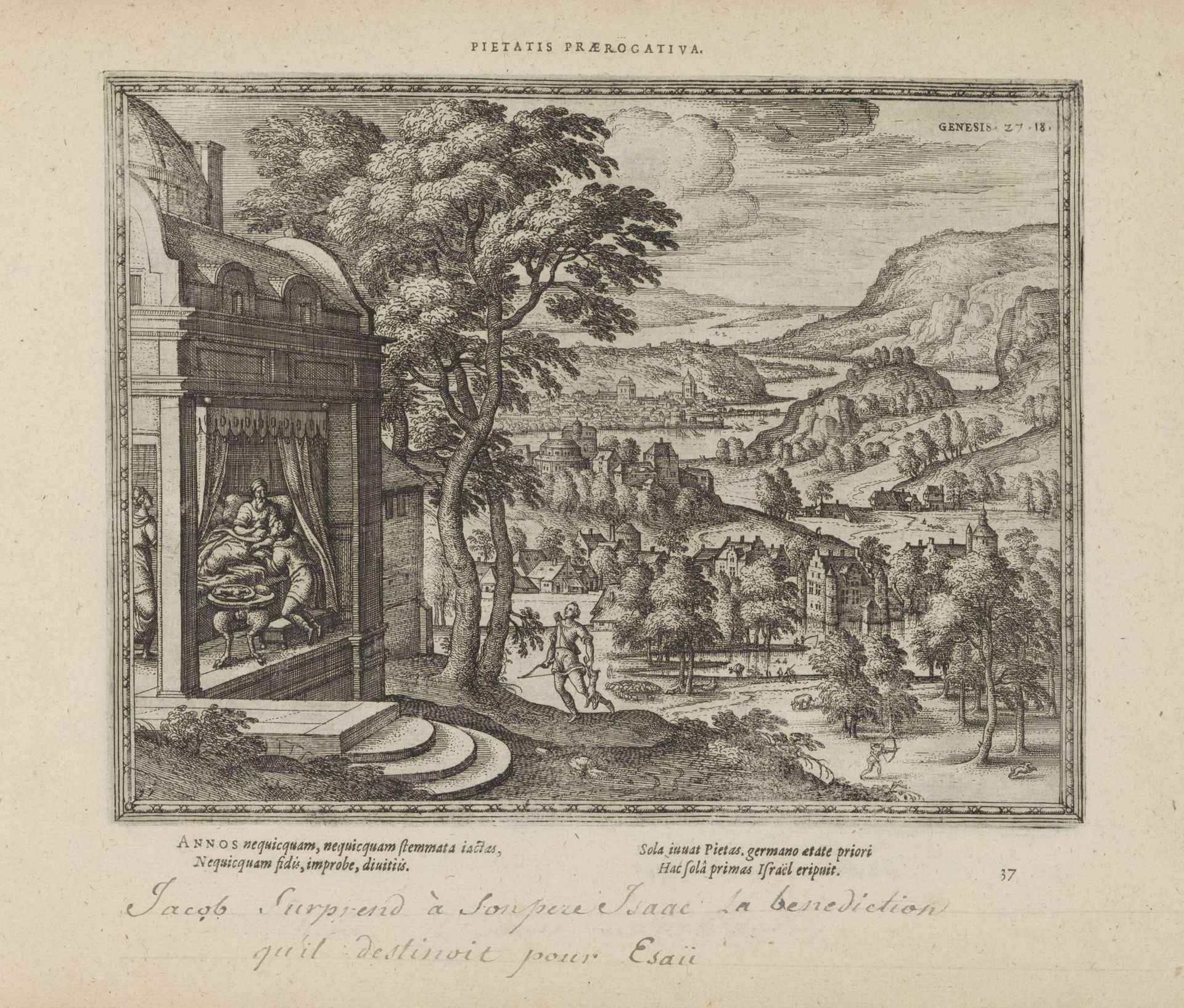 Isaak zegent Jakob by Pieter van der (I) Borcht