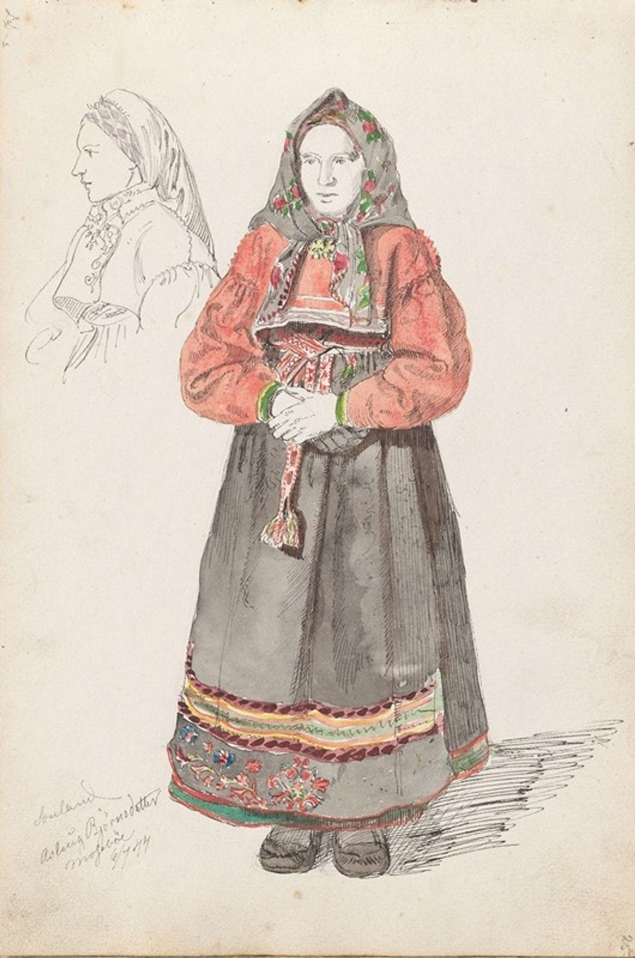 Aslaug Bjørnsdatter Mosebø, Sauland by Adolph Tidemand