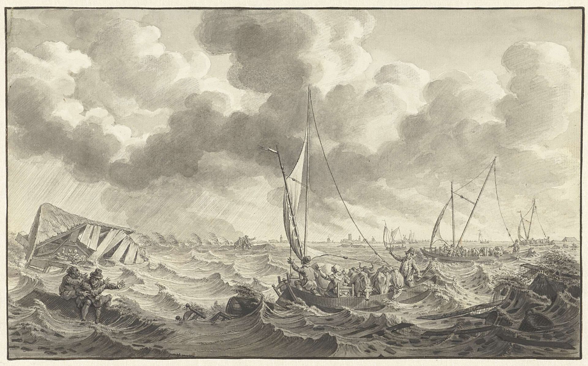 Dijkdoorbraak bij Kampen, 1775 by Noach van der (II) Meer