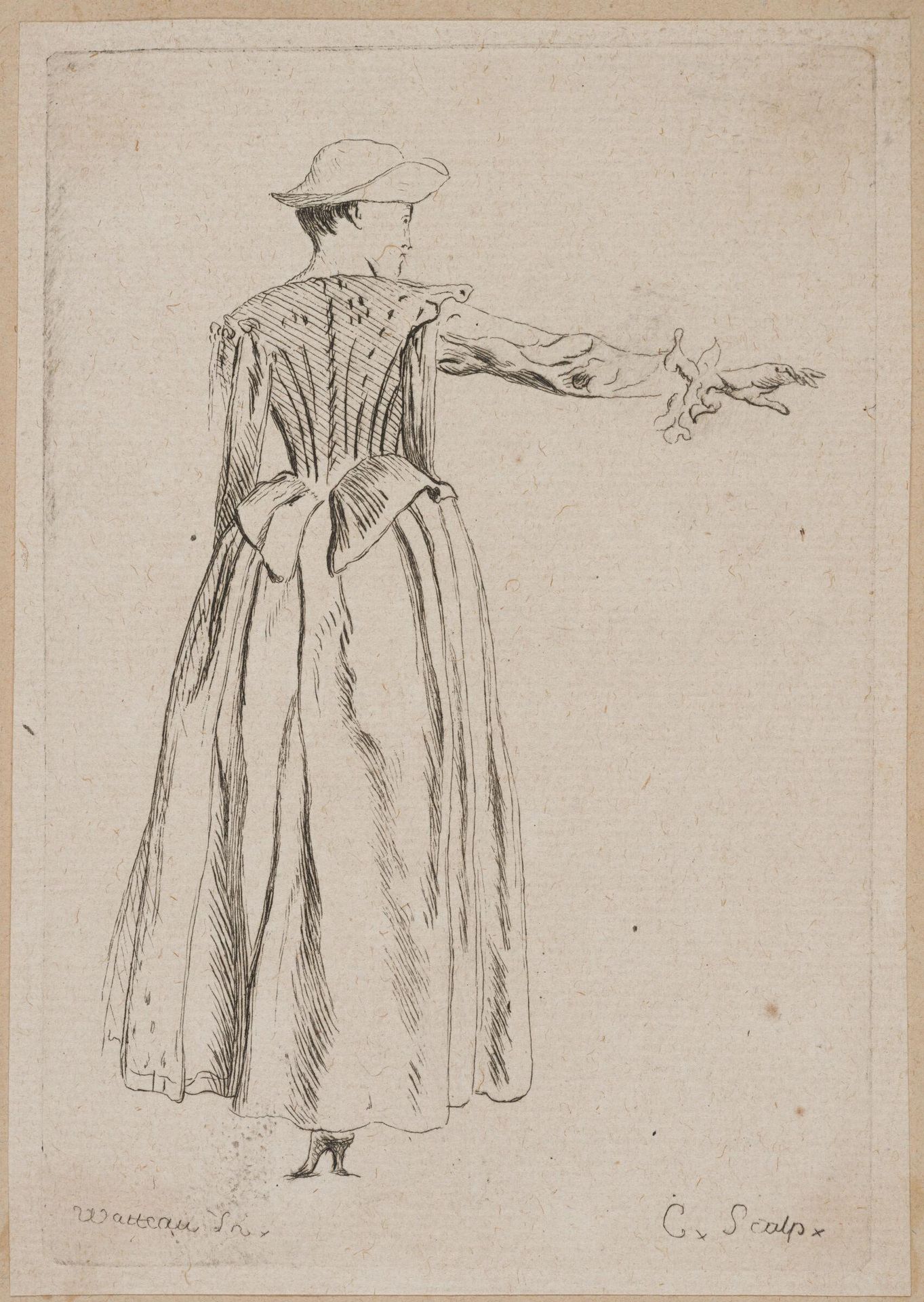 Standing Woman Seen from Behind, Wearing a Small Hat by A. Claude Philippe de ThubiÃ¨res comte de Caylus
