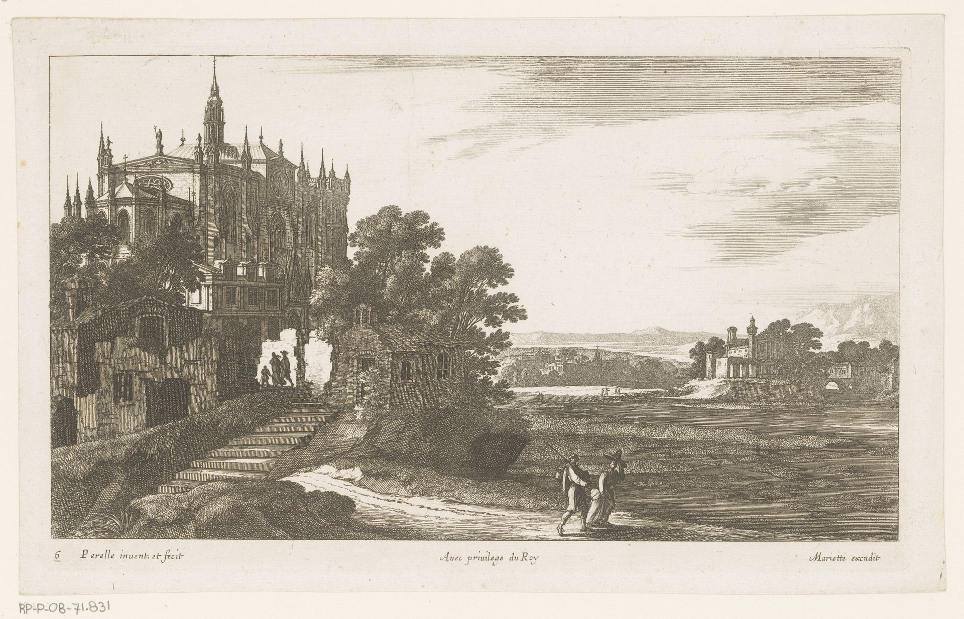 Landschap met kathedraal by Nicolas Perelle