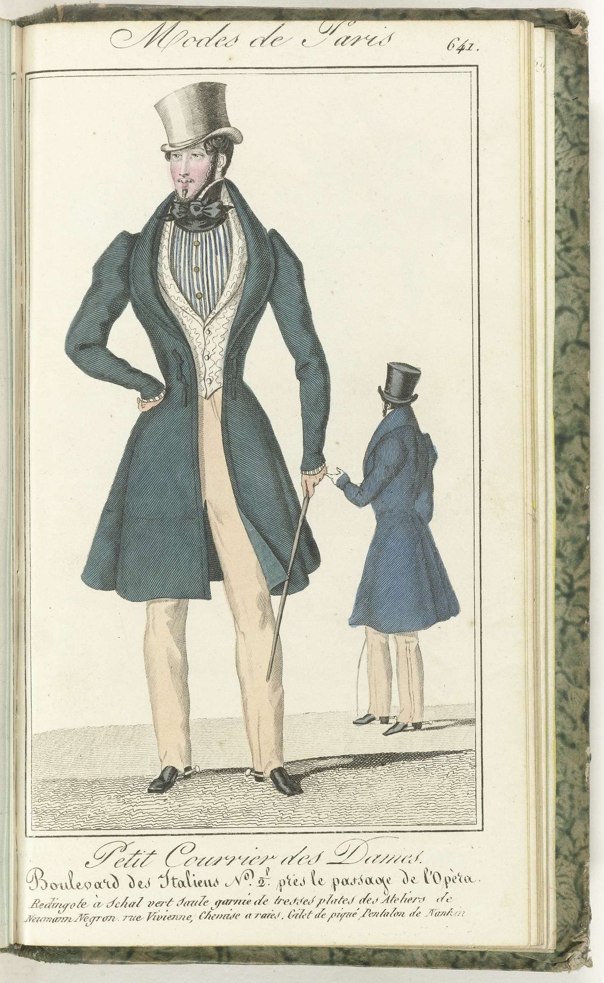 Petit Courrier des Dames, 25 mai 1829, No. 641 : Redingote à Schal vert soule... by Anonymous