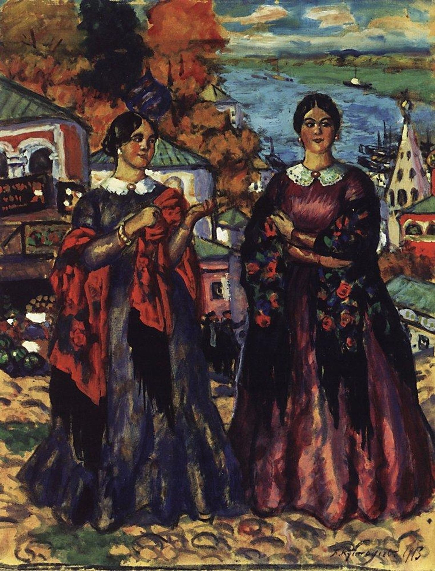 Two Merchant's wifes by Boris Kustodiev