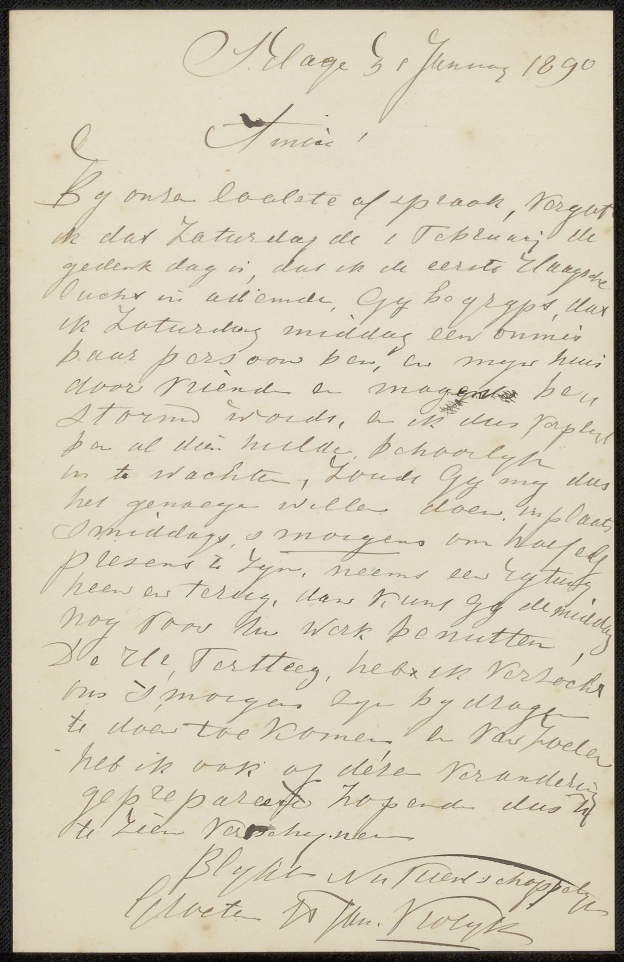 Brief aan Philip Zilcken by Jan Vrolijk