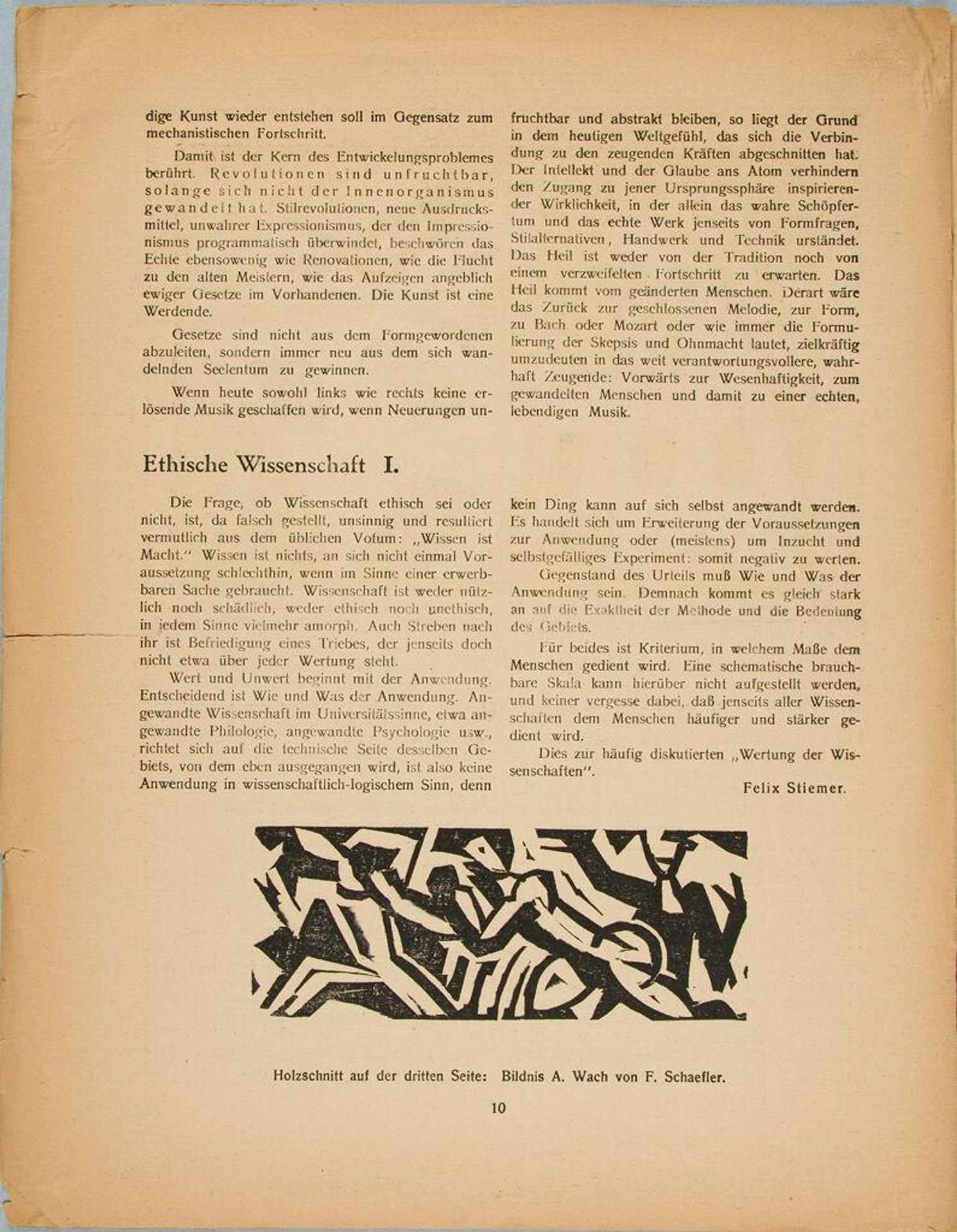 Untitled (figures running), in "Der Weg 1" (January 1919) by Fritz Schaefler
