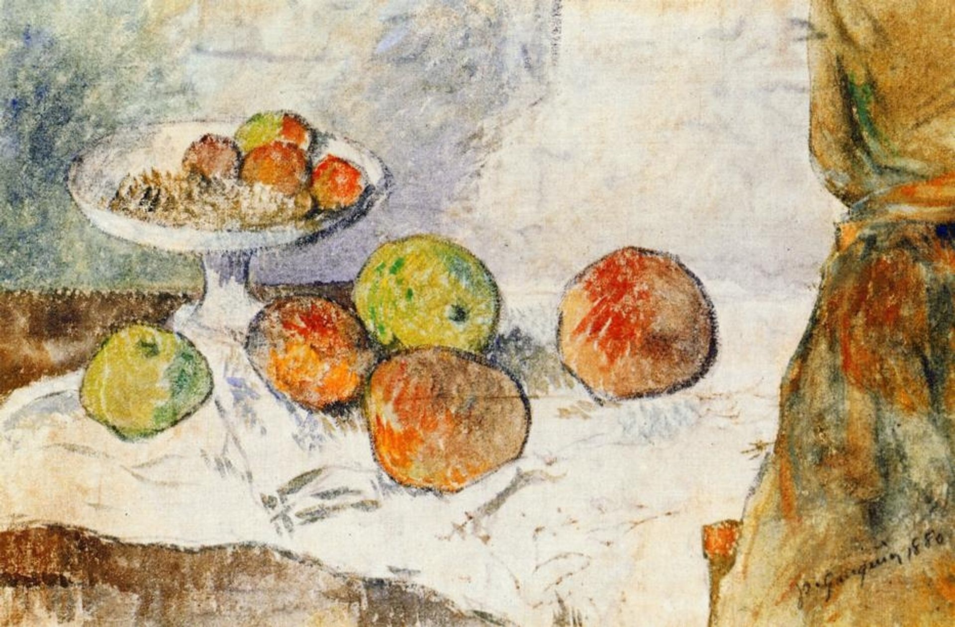 Still life with fruit plate by Paul Gauguin