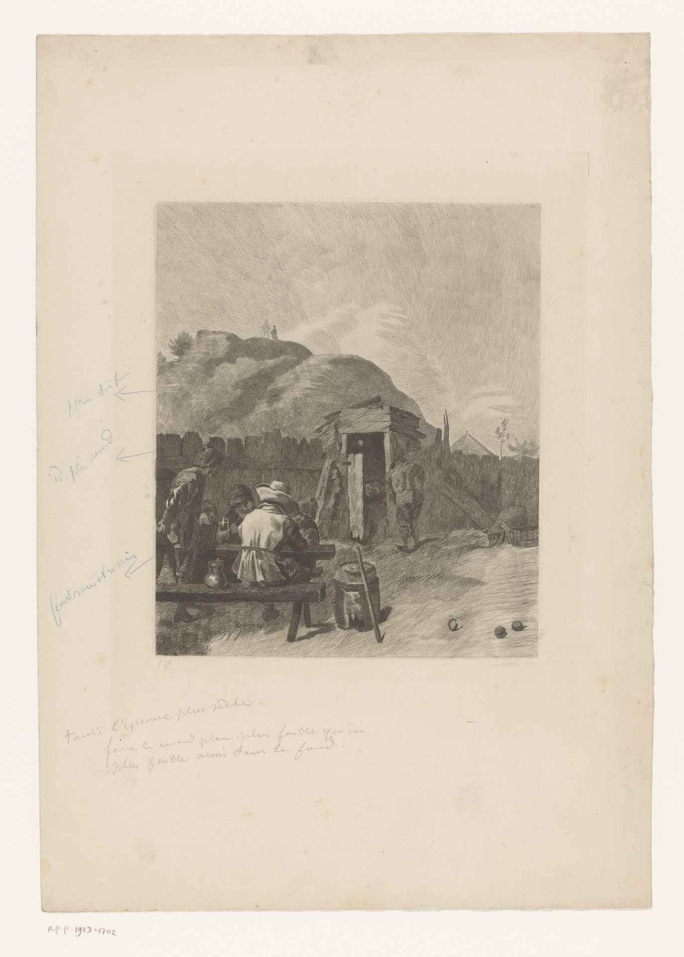 Kaartspelers buiten bij een tafel met heuvel op de achtergrond by Karl Meunier