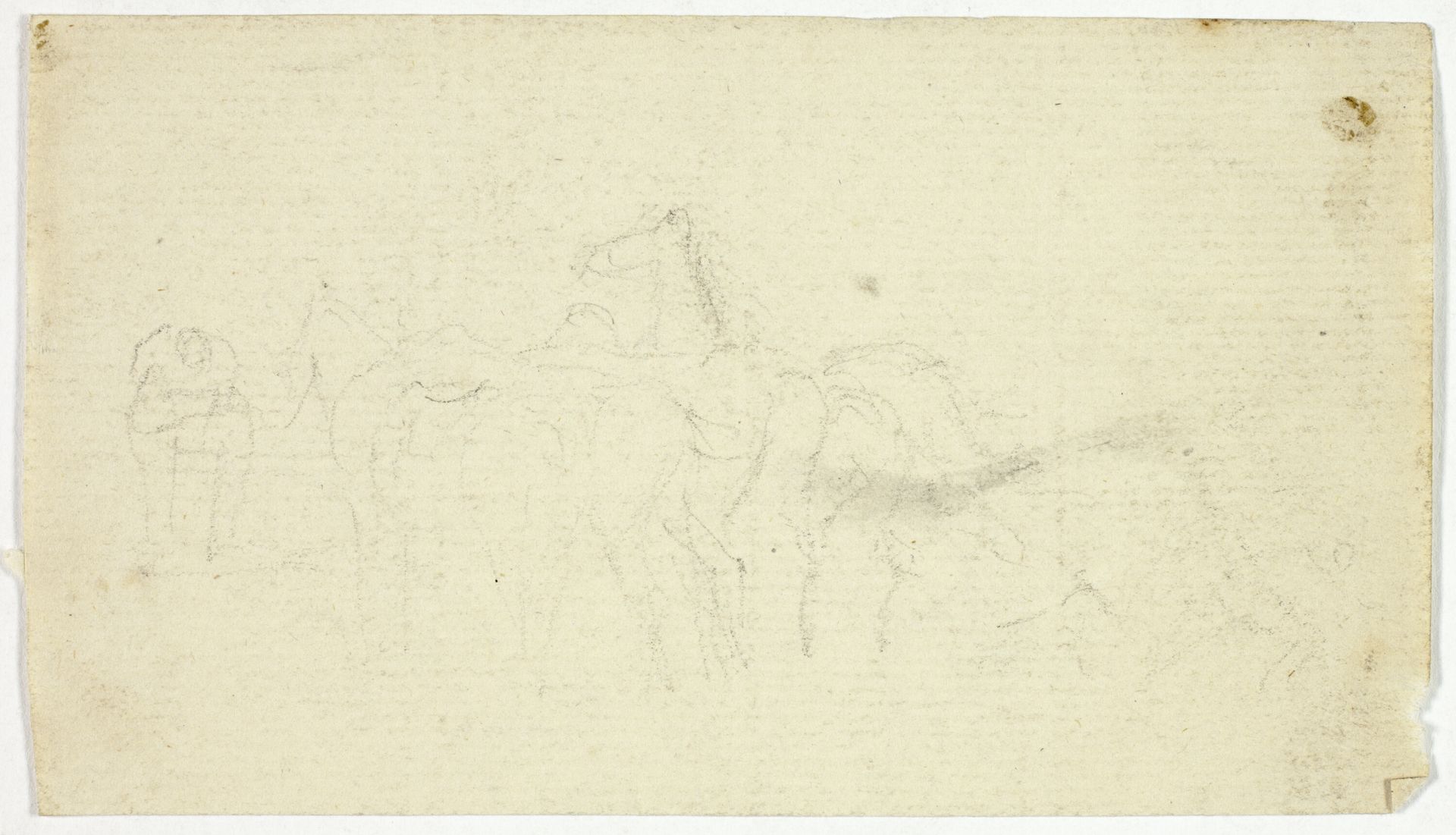 Horses with Groom (recto); Sketches of Peasant with Basket (verso) by William Henry Pyne