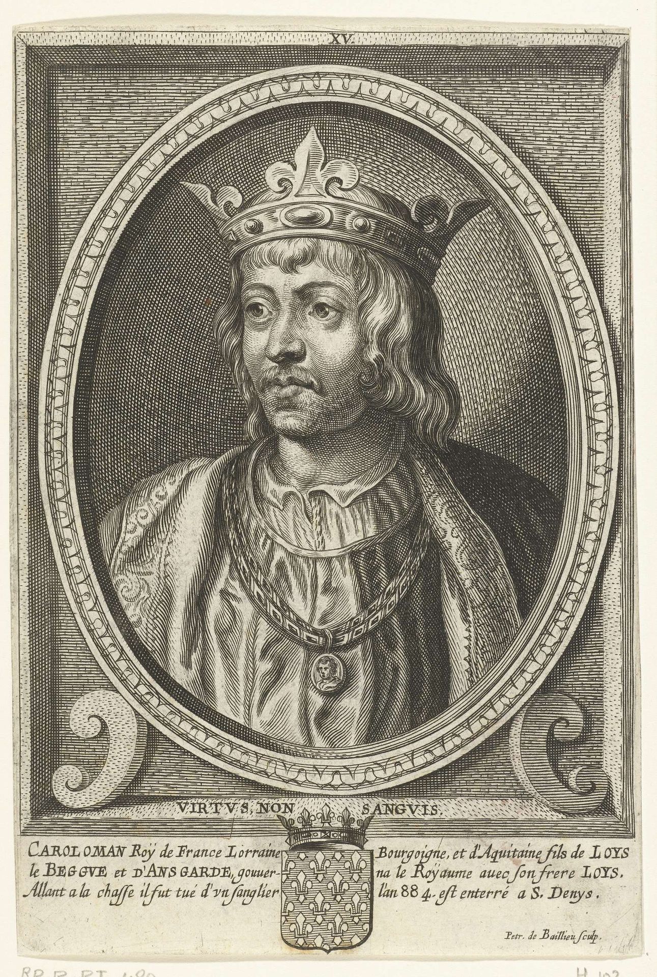 Portret van koning Karloman II van West-Francië by Pieter de Bailliu