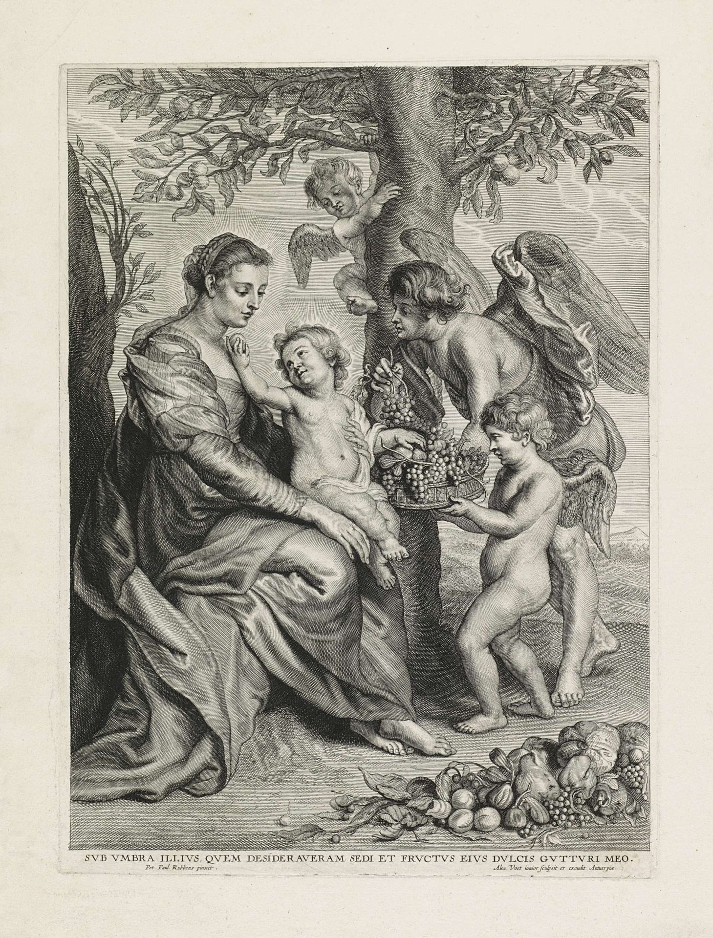 Maria met Kind en drie engelen by Alexander (II) Voet