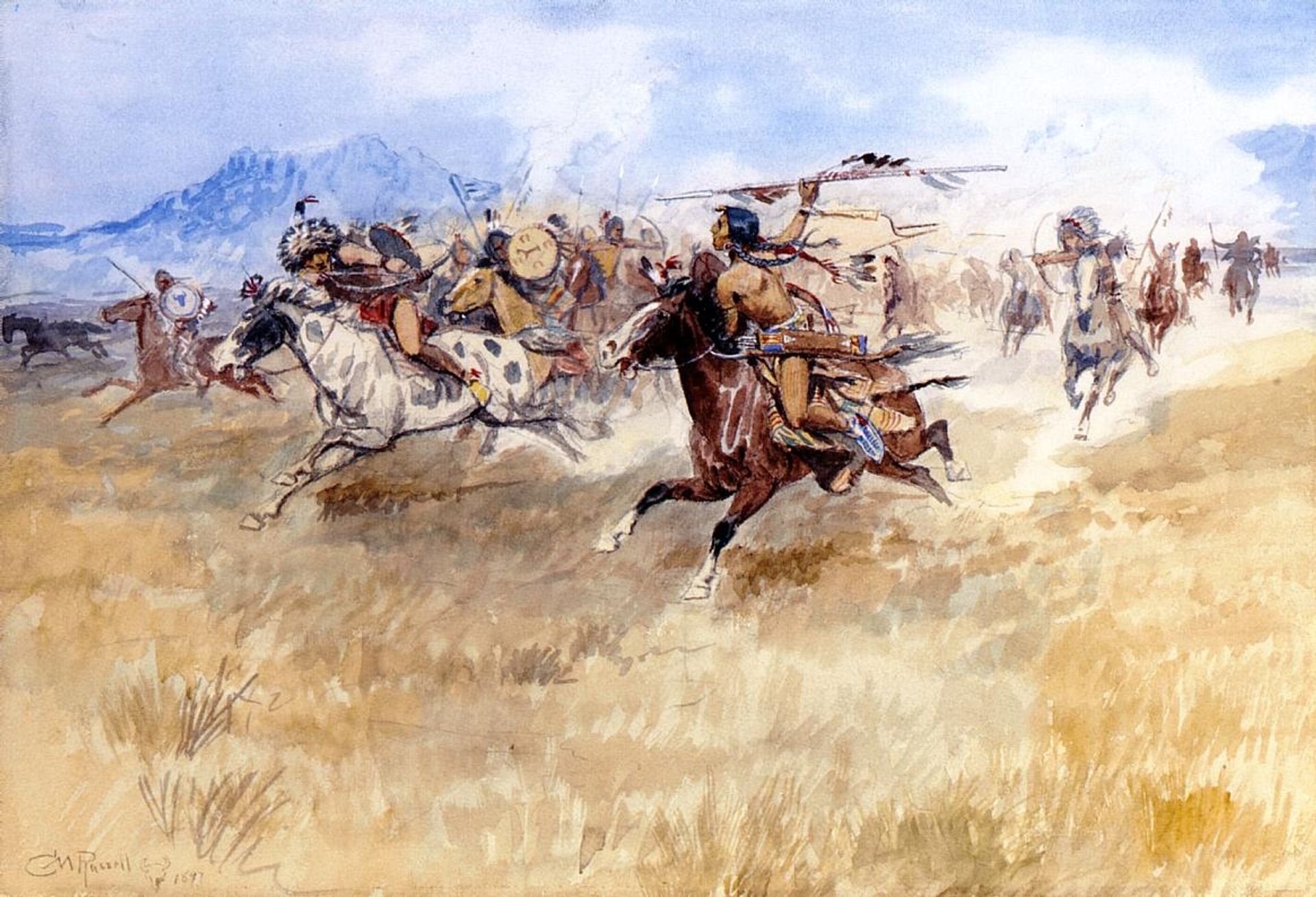 The Battle Between the Blackfeet and the Piegans by Charles M. Russell