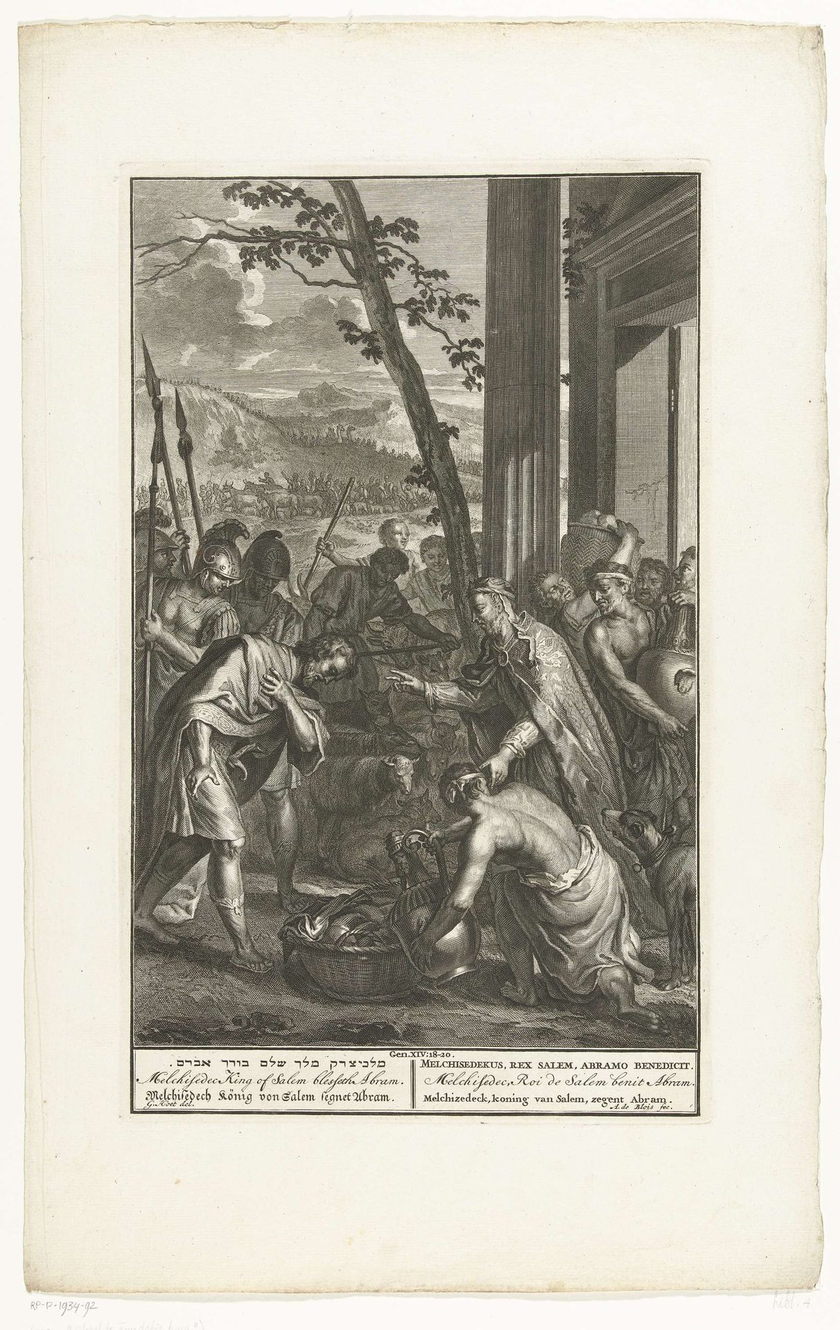 Melchisedek zegent Abraham te Salem by Abraham de Blois