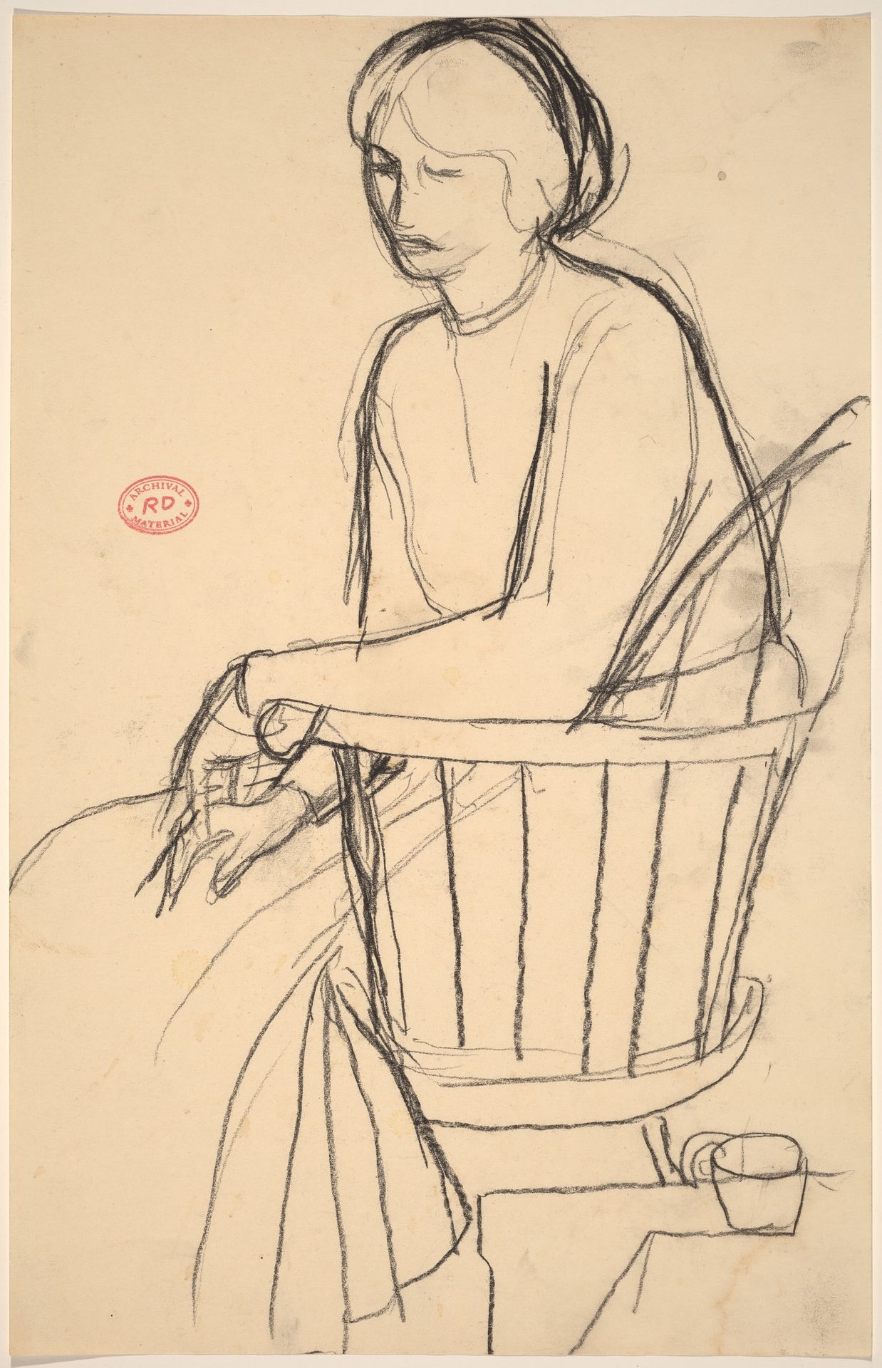 Untitled [woman in a dress seated in a Windsor chair] by Richard Diebenkorn
