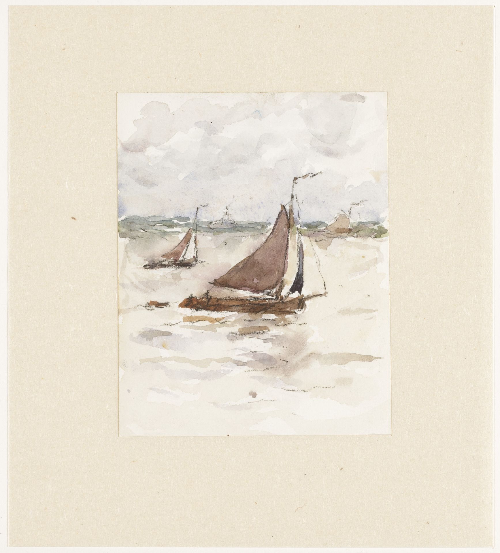 Zeilende vissersschepen op de Schelde by Carel Nicolaas Storm van 's-Gravesande