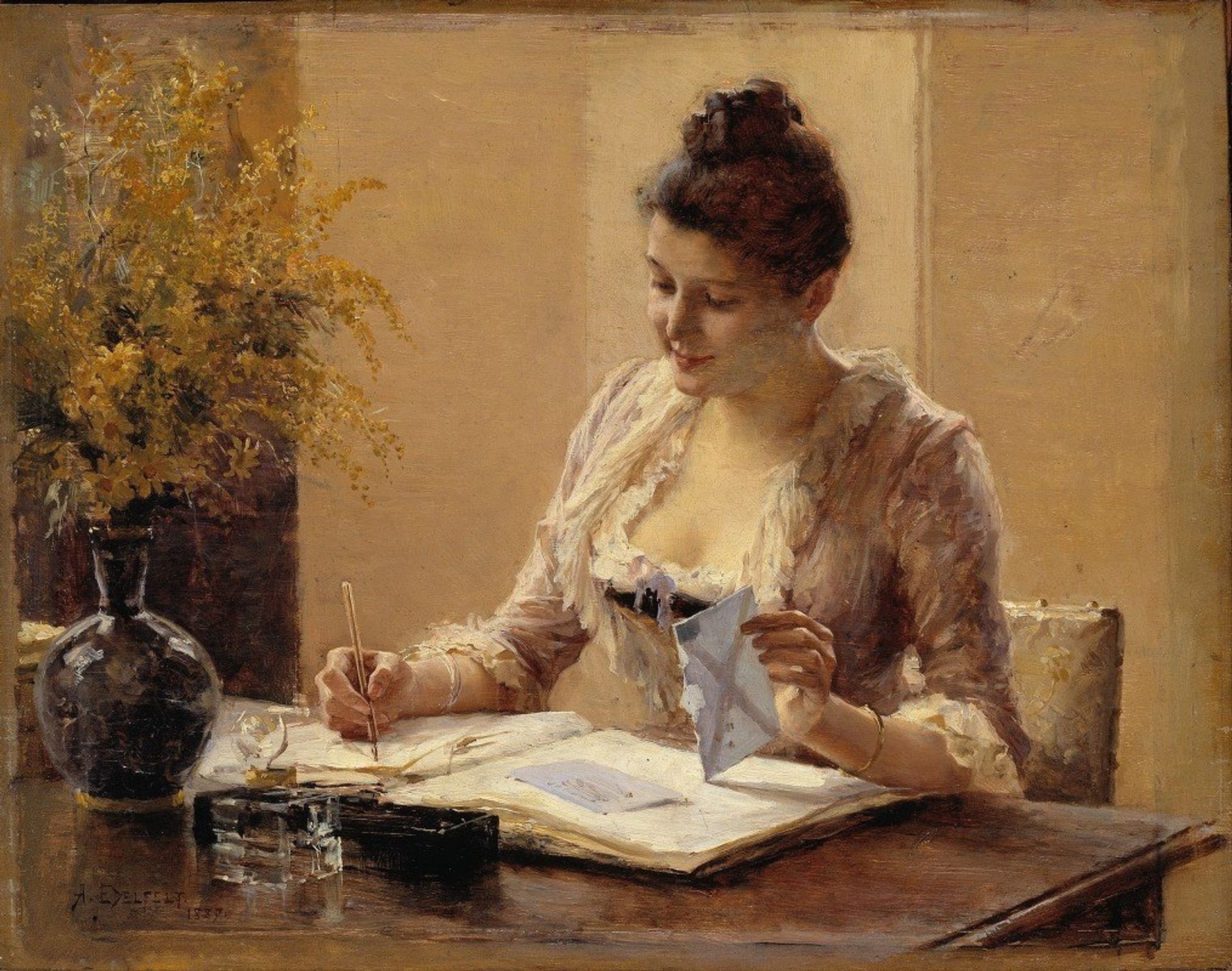 Lady Writing a Letter by Albert Edelfelt