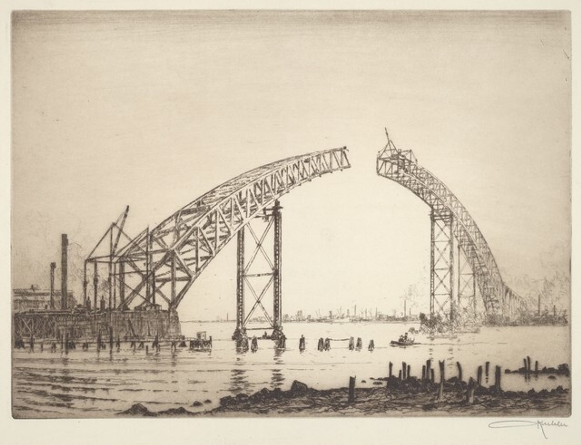 The Unfinished Span (Bayonne Bridge) by Otto August Kühler